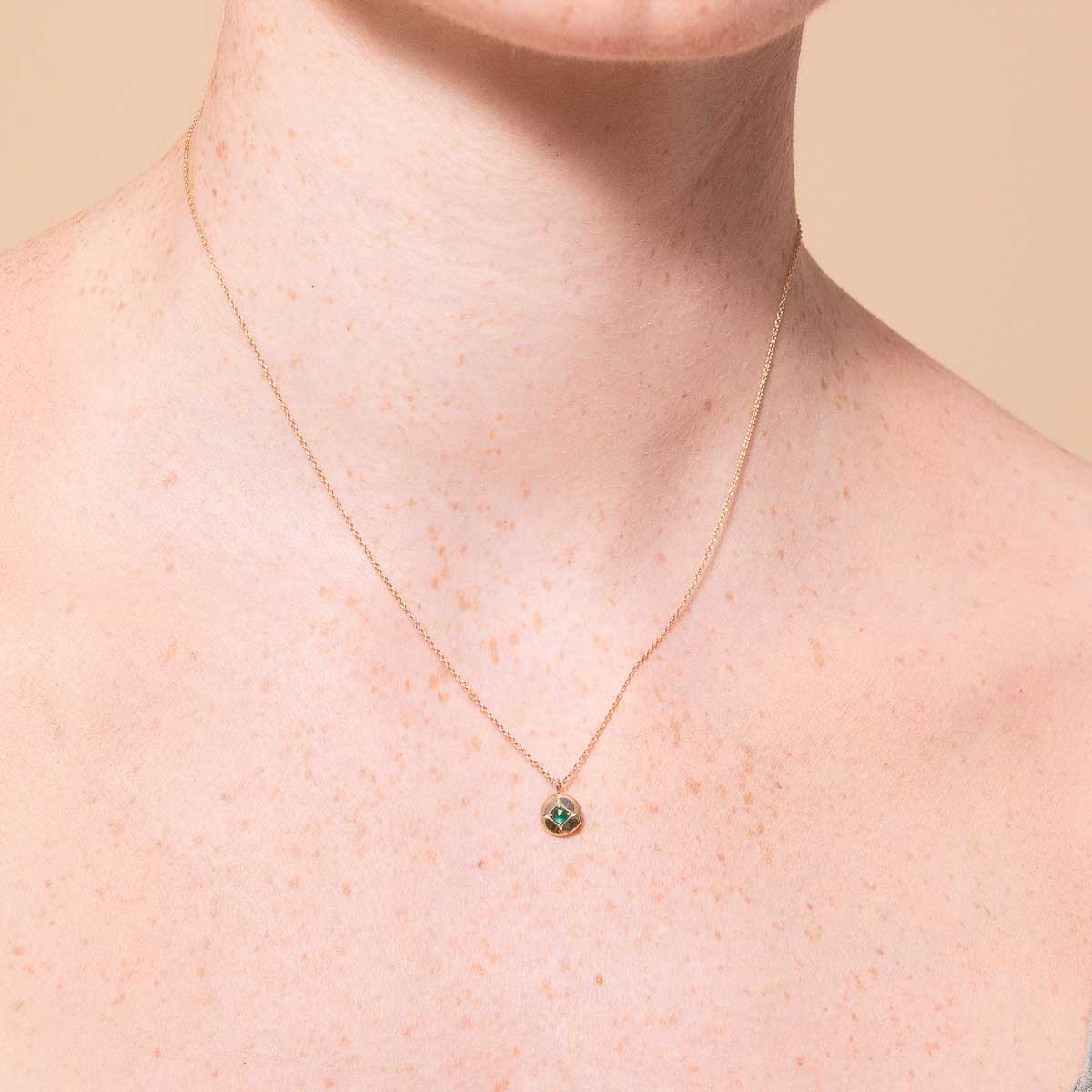 May Emerald Birthstone Necklace in Solid Gold