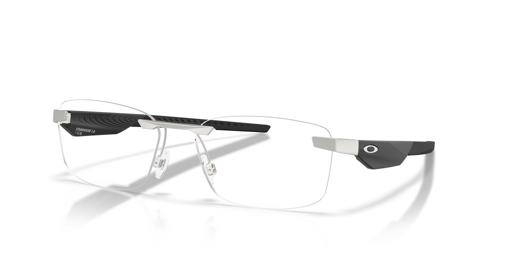 Oakley OX3126 Steakhouse 1.0 Unisex Rectangle Eyeglass Frames - Satin Chrome Frame