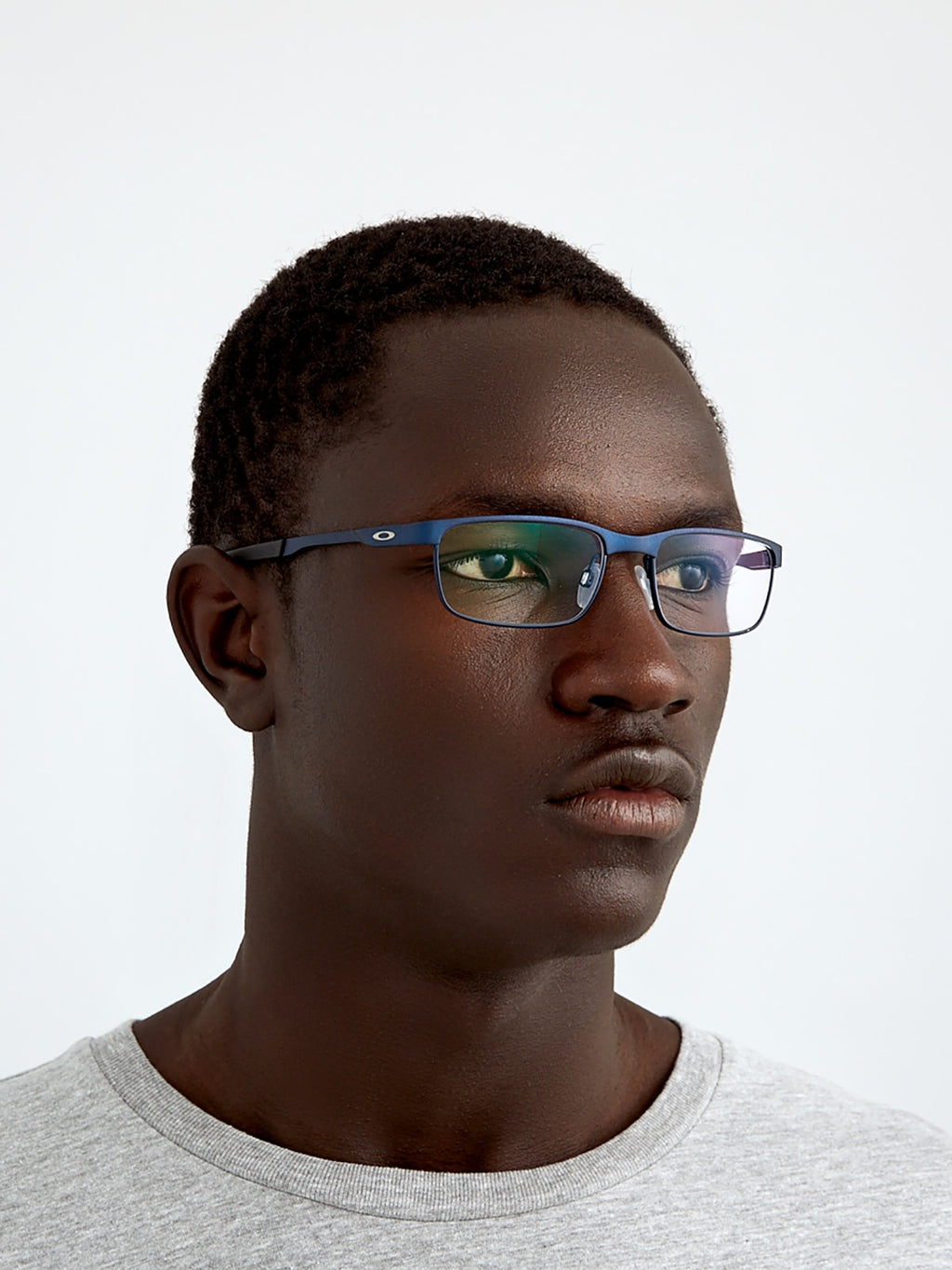 Oakley OX3222 Steel Plate Men's Rectangle Eyeglass Frames - Powder Midnight Frame