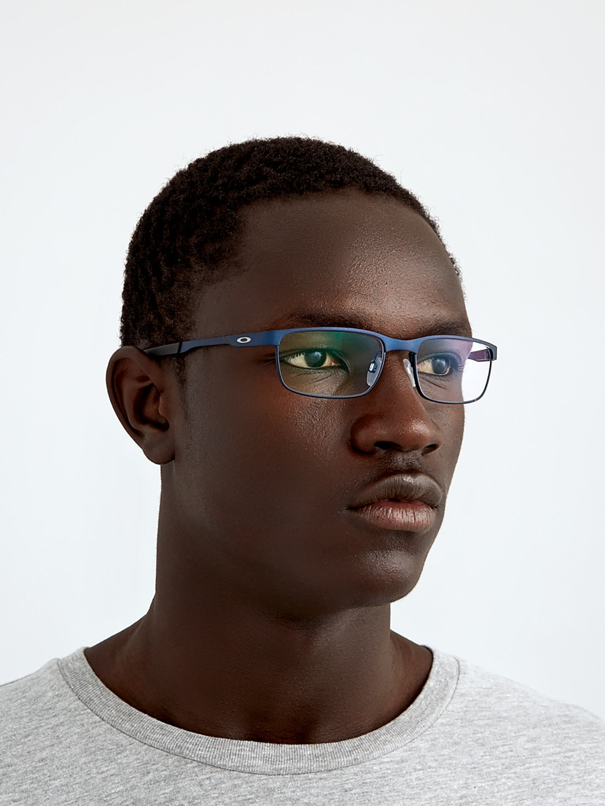 Oakley OX3222 Steel Plate Men's Rectangle Eyeglass Frames - Powder Midnight Frame