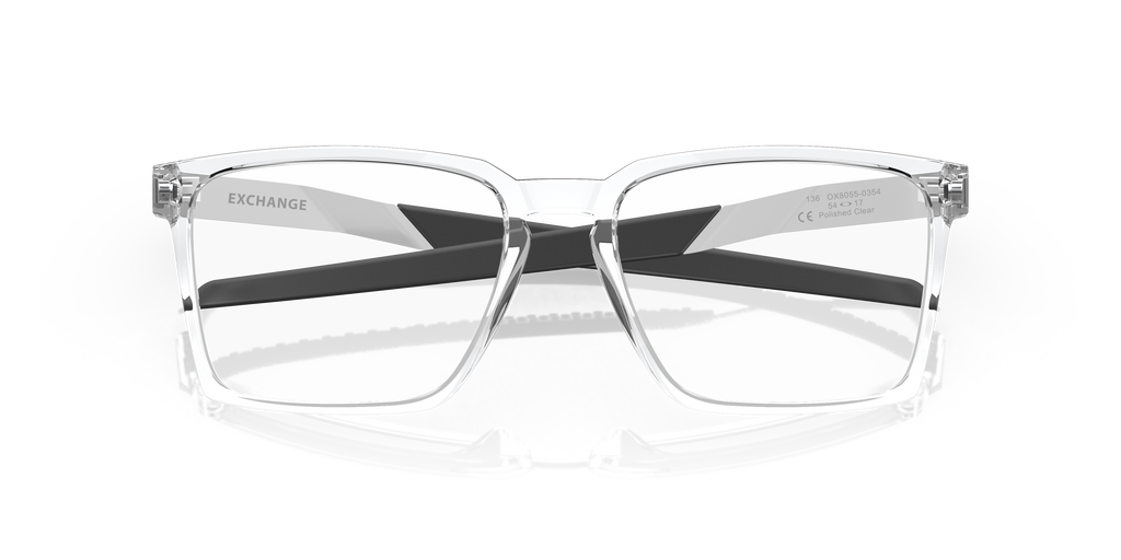 Oakley OX8055 Exchange Men's Rectangle Eyeglass Frames - Polished Clear Frame