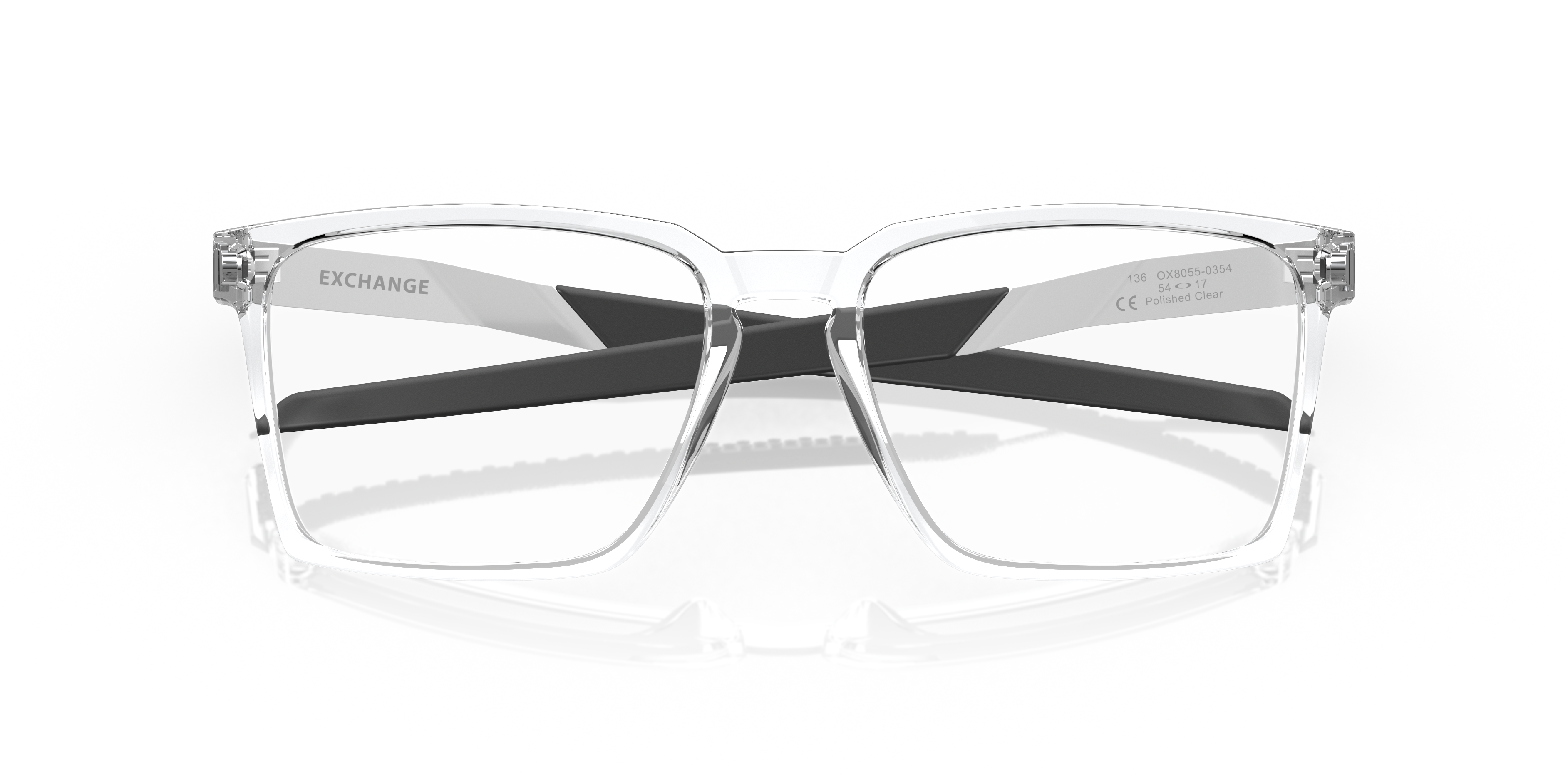 Oakley OX8055 Exchange Men's Rectangle Eyeglass Frames - Polished Clear Frame