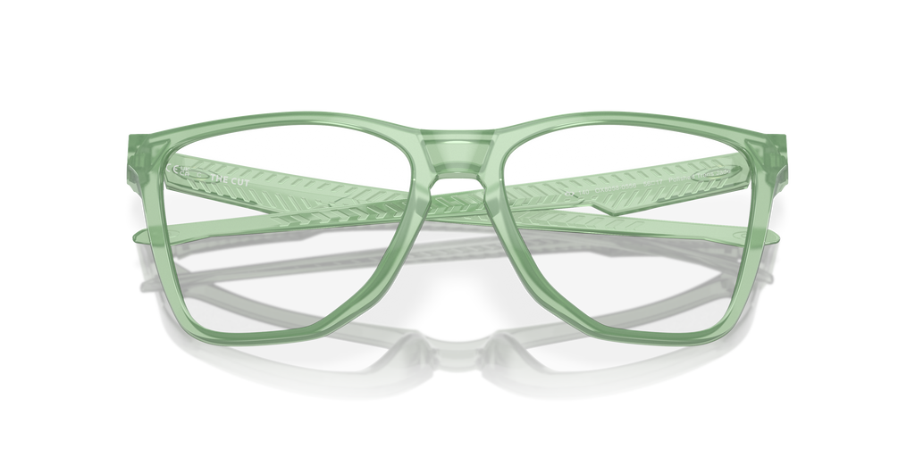 Oakley OX8058 The Cut Men's Square Eyeglass Frames - Polished Trans Stonewash Frame