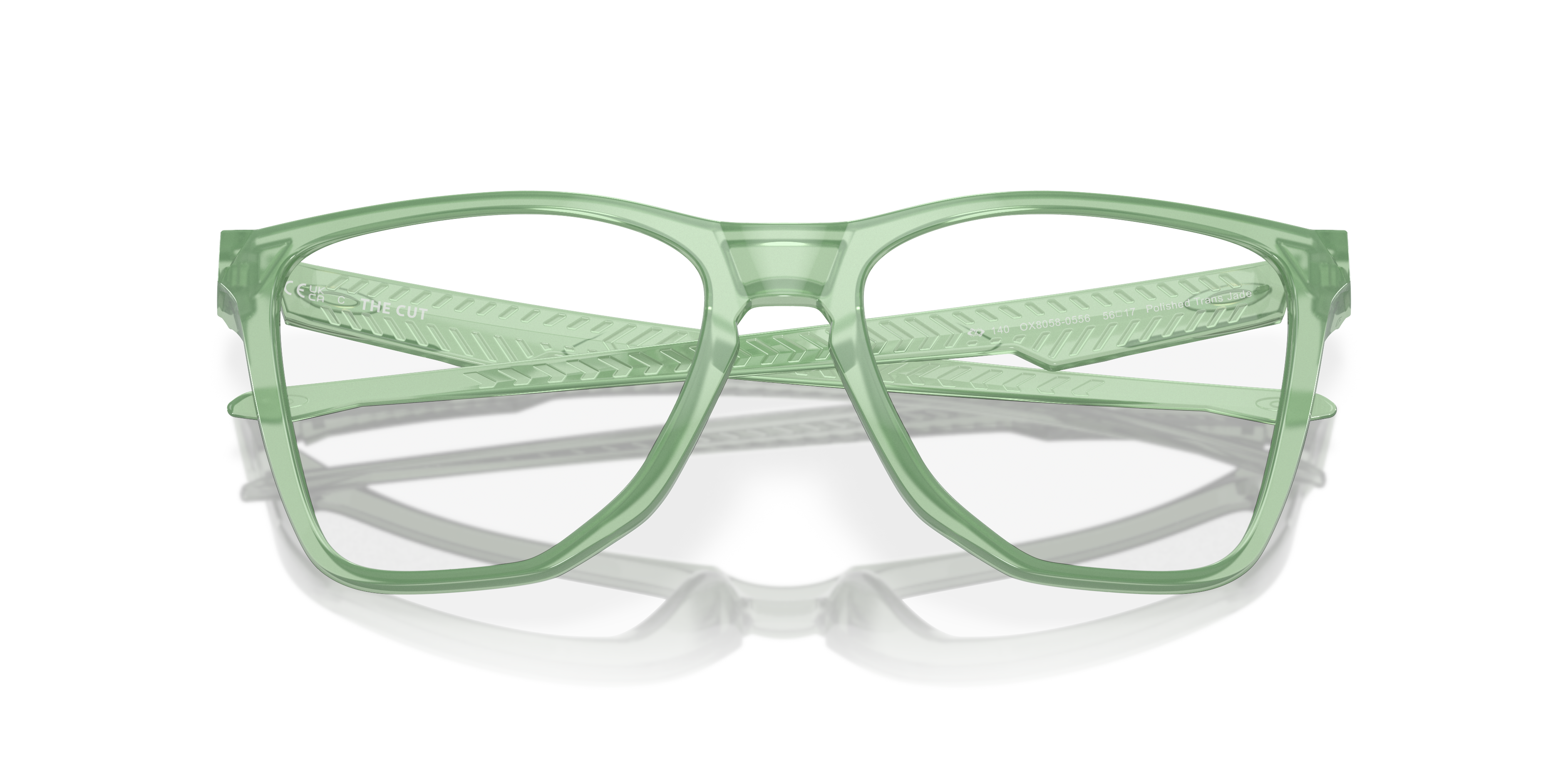Oakley OX8058 The Cut Men's Square Eyeglass Frames - Polished Trans Jade Frame