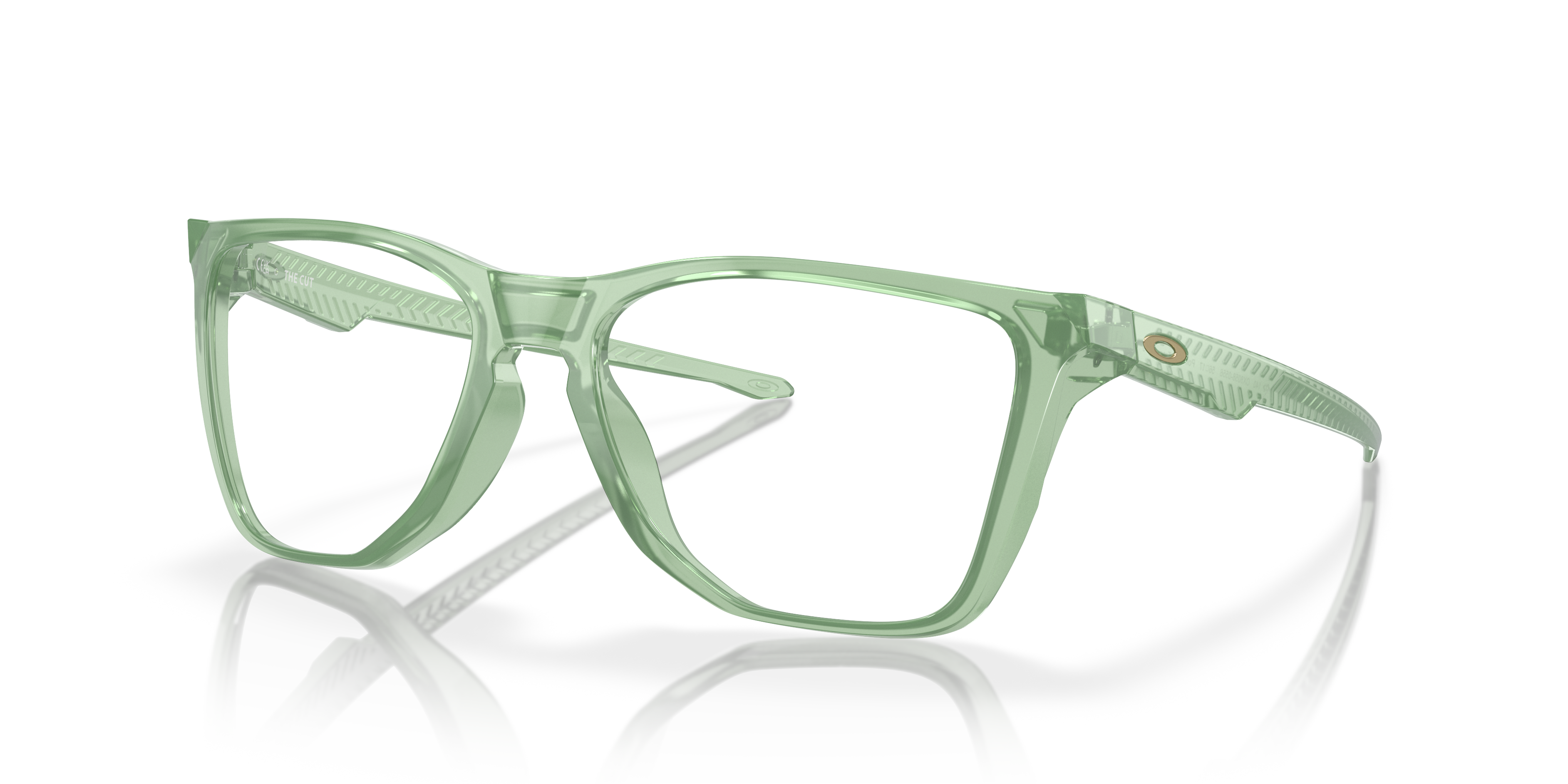 Oakley OX8058 The Cut Men's Square Eyeglass Frames - Polished Trans Jade Frame