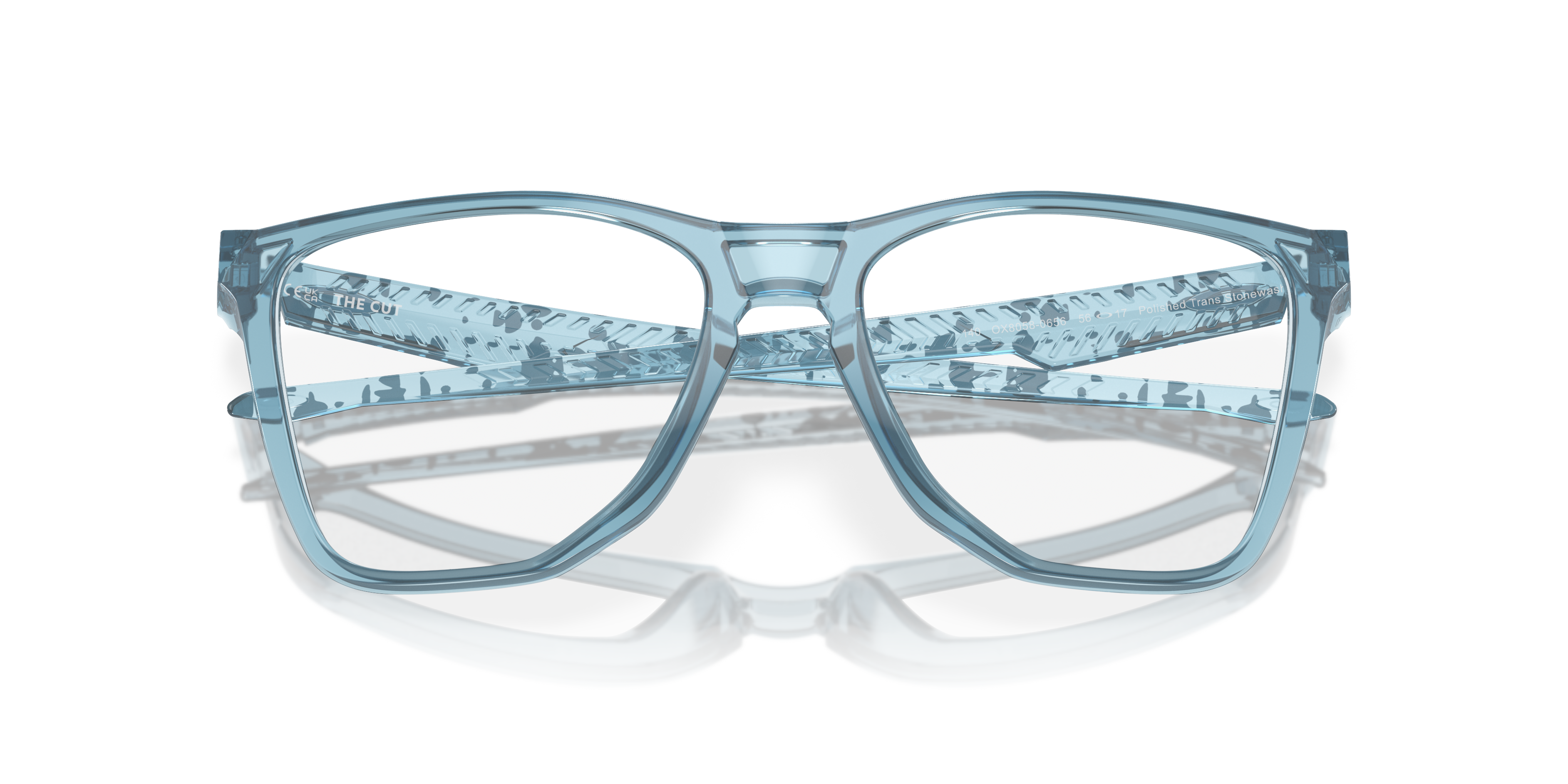 Oakley OX8058 The Cut Men's Square Eyeglass Frames - Polished Trans Jade Frame