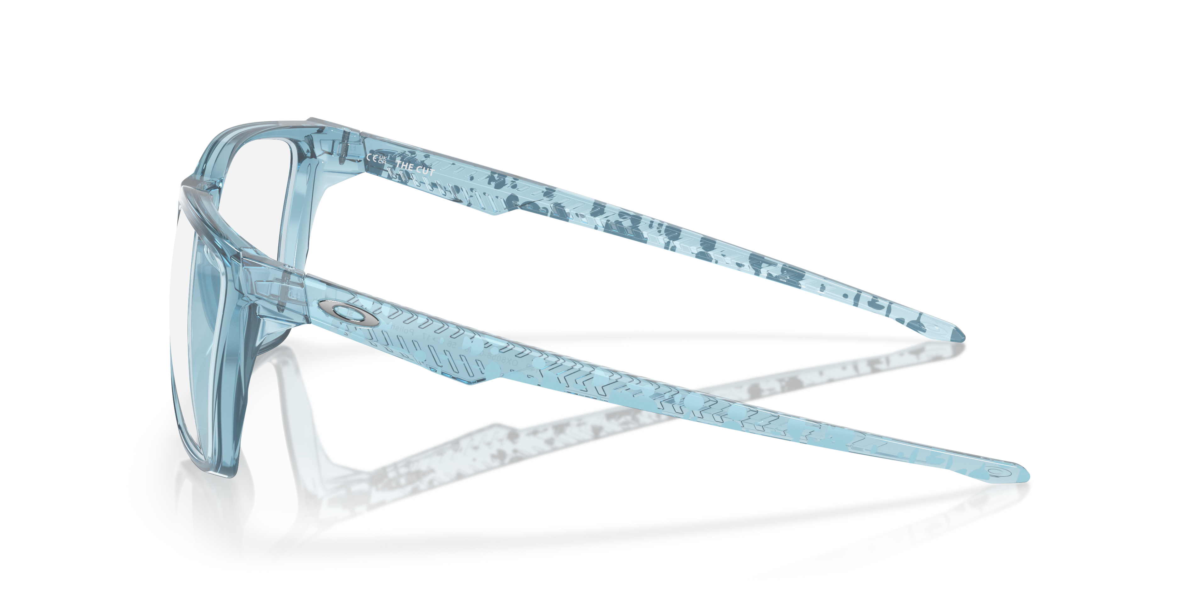 Oakley OX8058 The Cut Men's Square Eyeglass Frames - Polished Trans Jade Frame