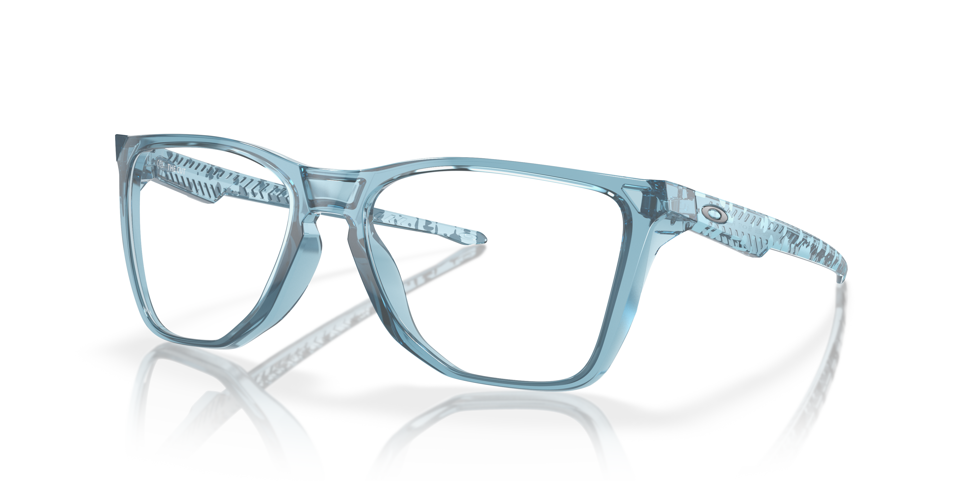 Oakley OX8058 The Cut Men's Square Eyeglass Frames - Polished Trans Stonewash Frame