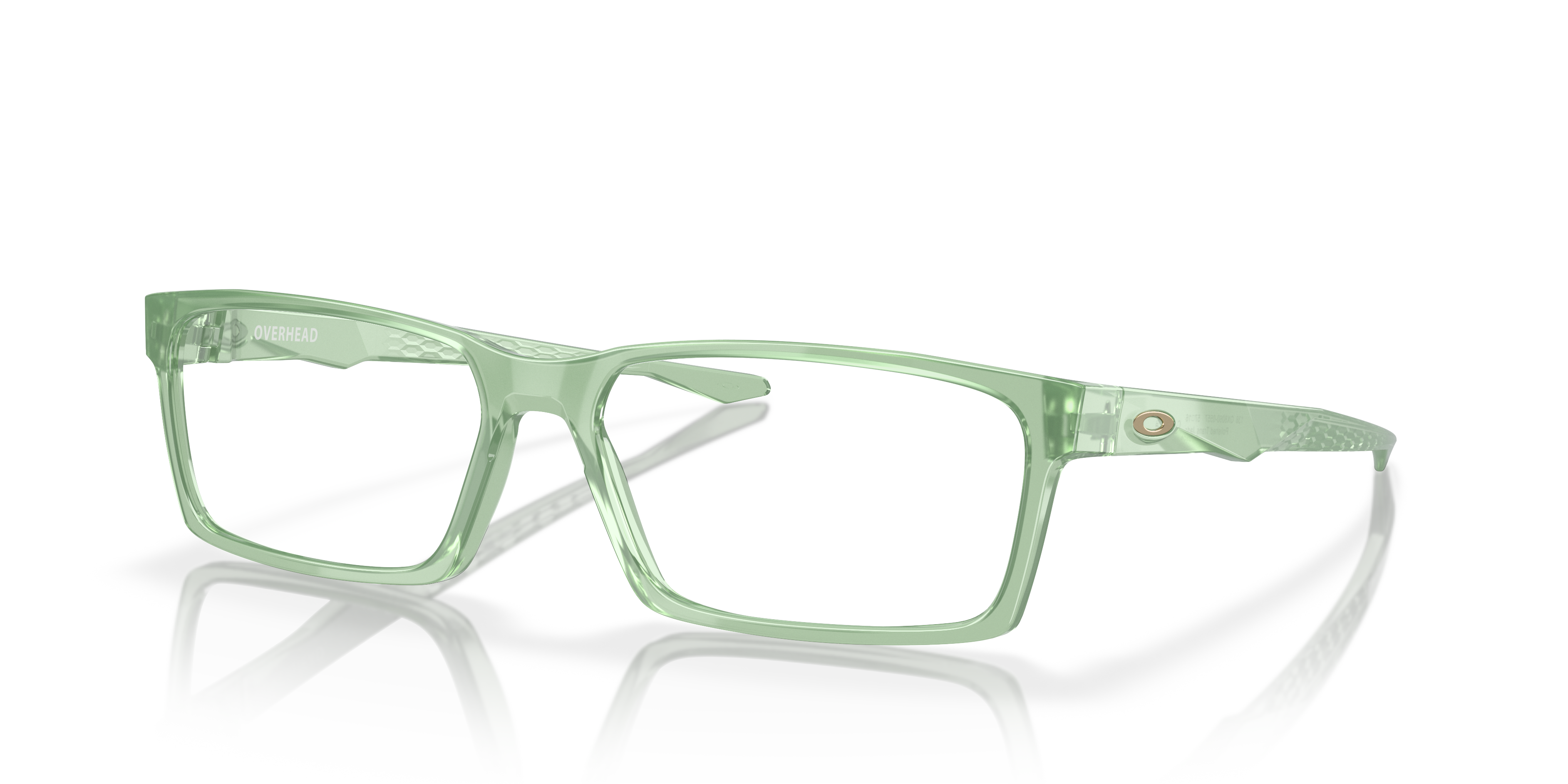 Oakley OX8060 Overhead Men's Rectangle Eyeglass Frames - Polished Trans Jade Frame