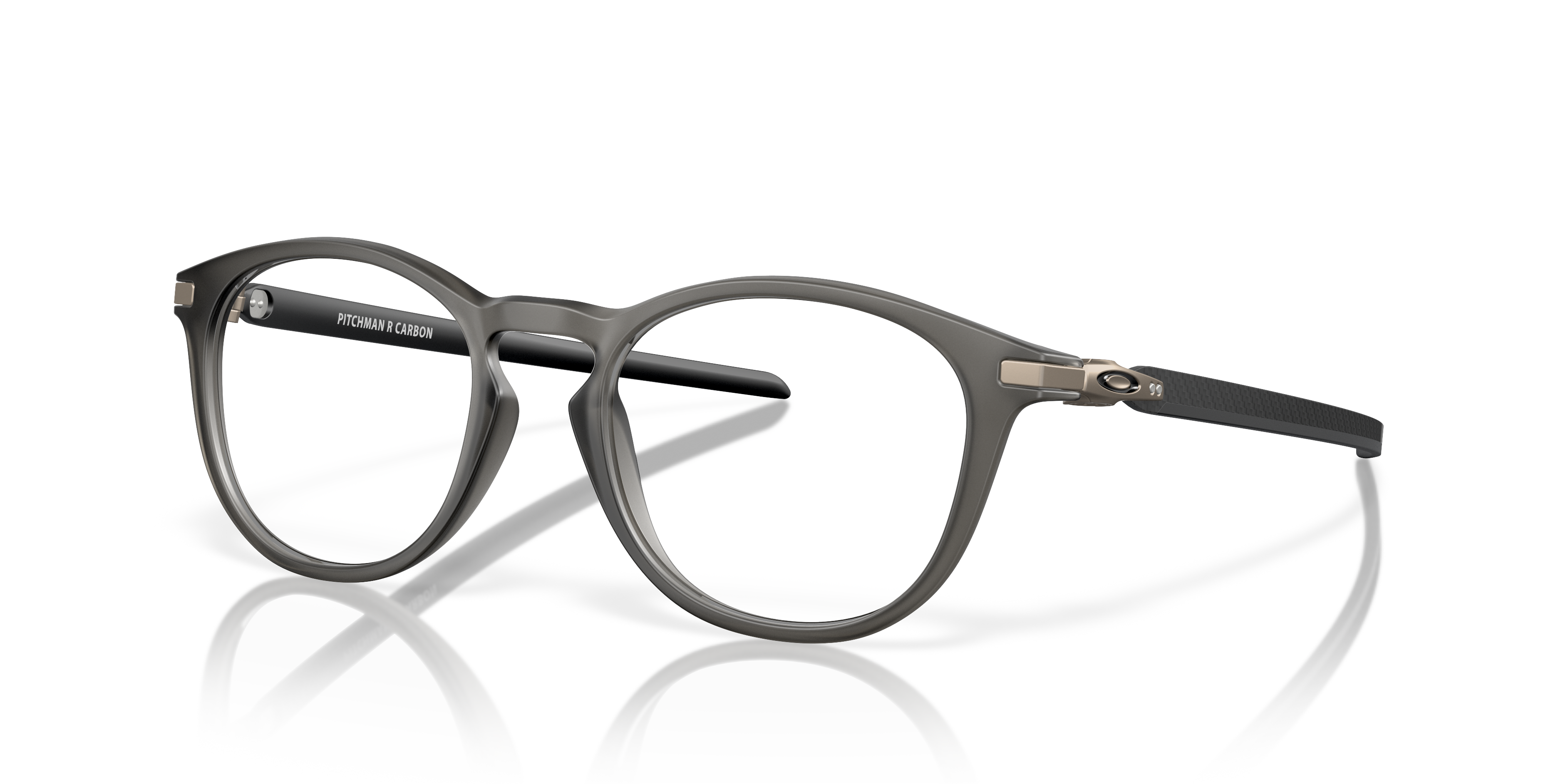 Oakley OX8149 Pitchman R Carbon Men's Round Eyeglass Frames - Polished Clear Frame
