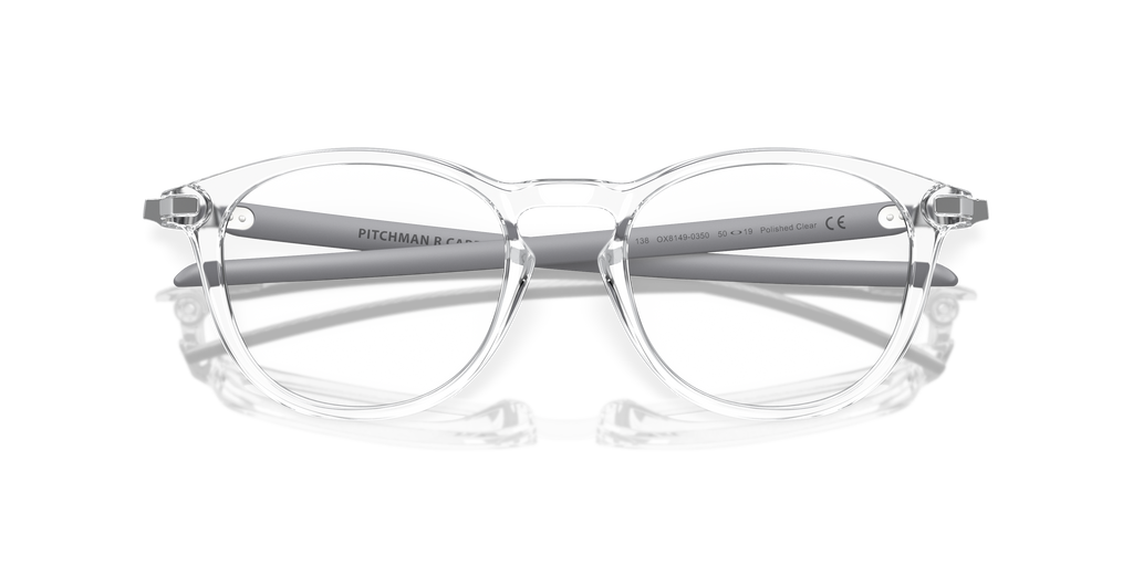 Oakley OX8149 Pitchman R Carbon Men's Round Eyeglass Frames - Polished Clear Frame