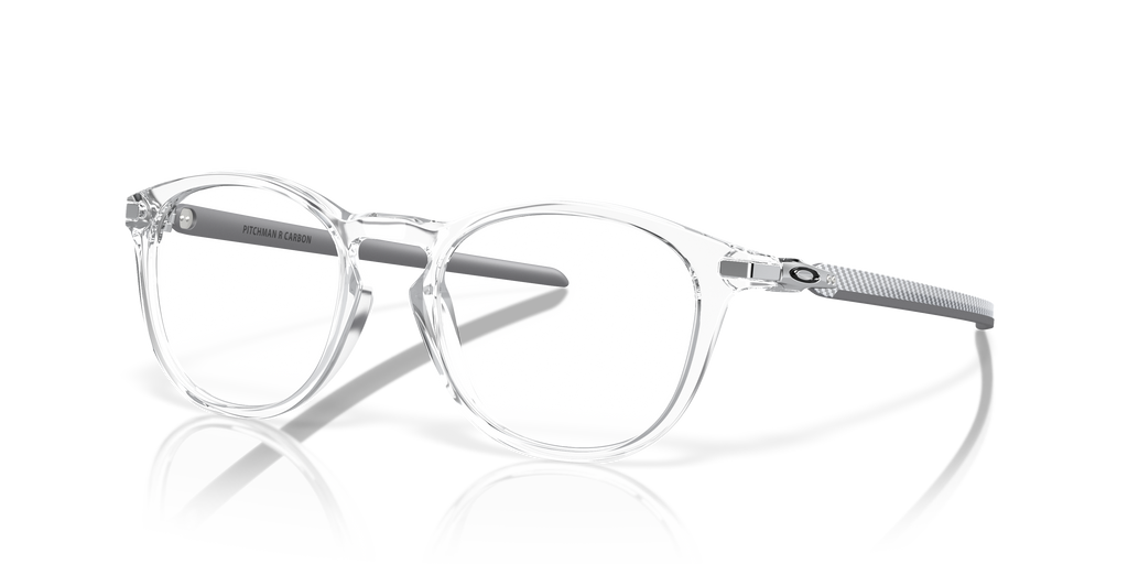 Oakley OX8149 Pitchman R Carbon Men's Round Eyeglass Frames - Polished Clear Frame