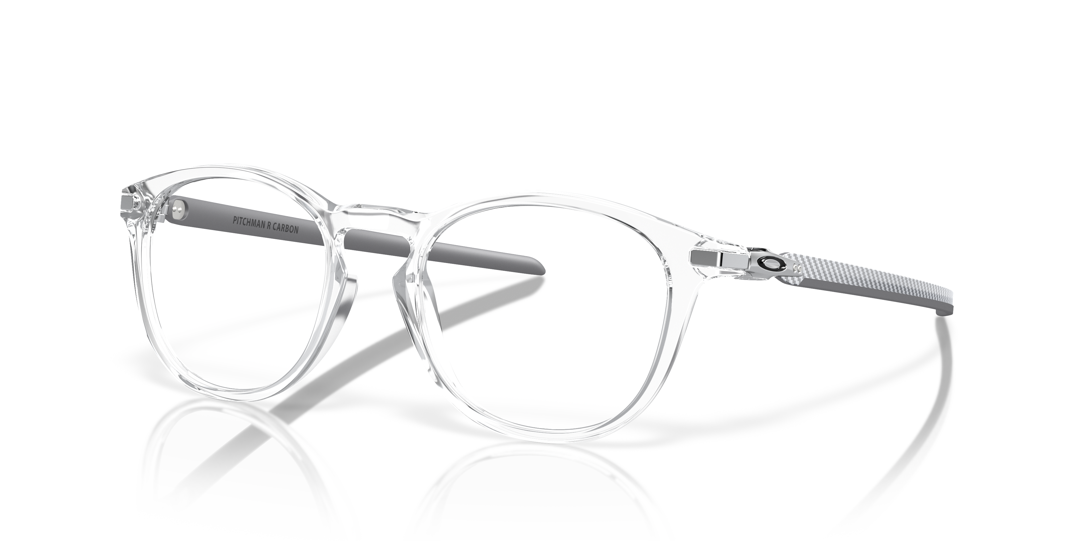 Oakley OX8149 Pitchman R Carbon Men's Round Eyeglass Frames - Polished Clear Frame