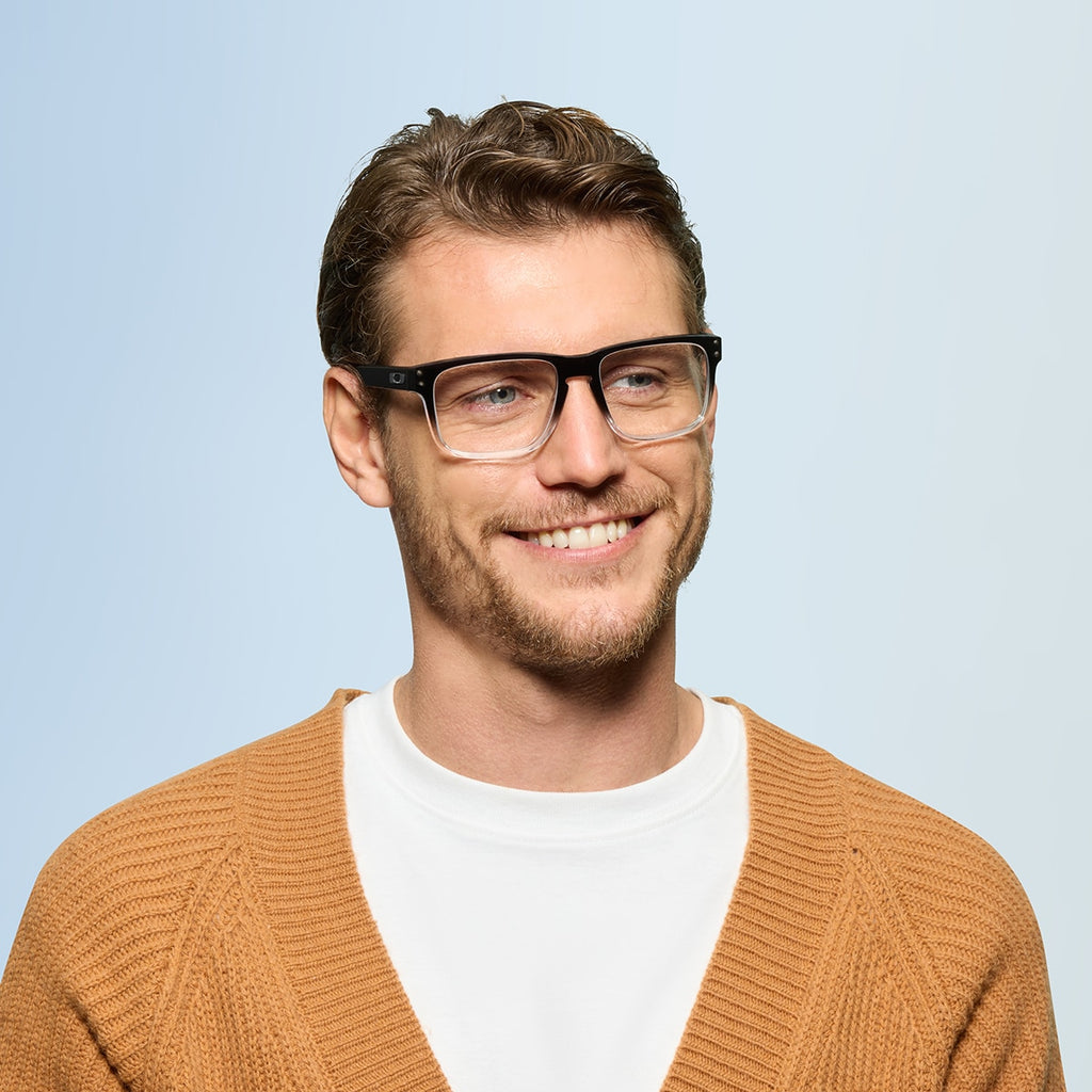 Oakley OX8156 Holbrook Men's Square Eyeglass Frames - Polished Black Clear Frame
