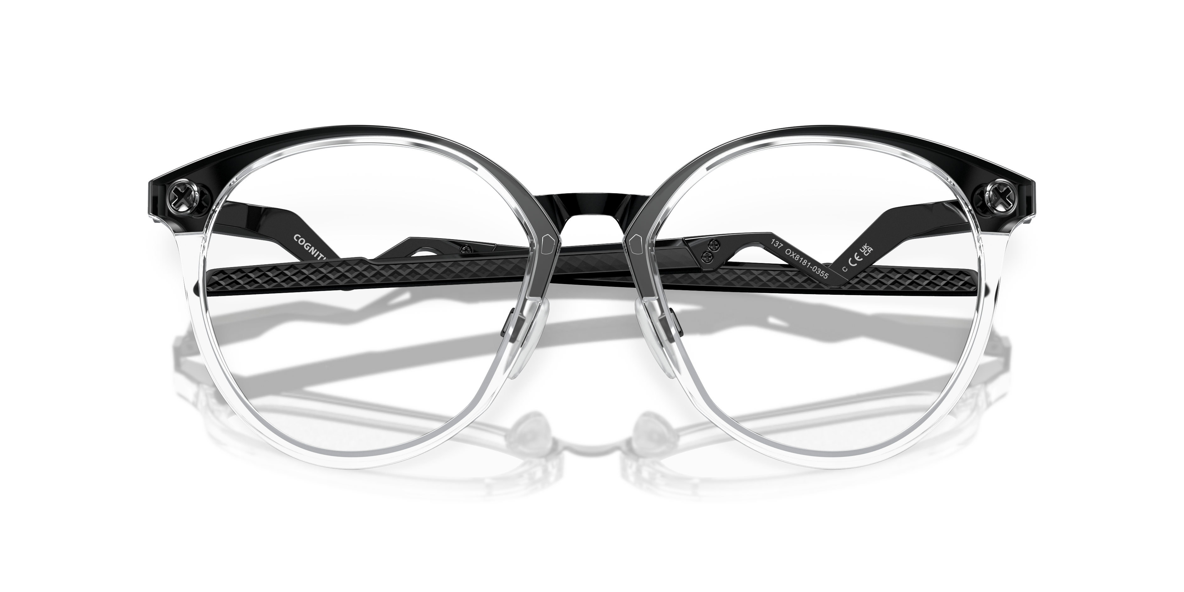 Oakley OX8181 Cognitive R Men's Round Eyeglass Frames - Polished Clear Frame
