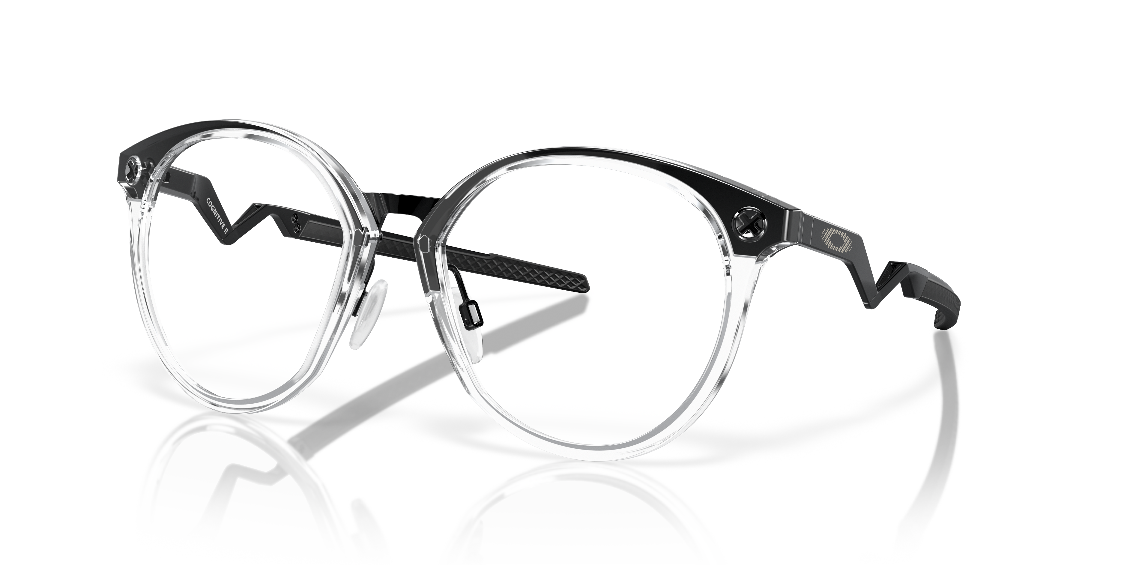 Oakley OX8181 Cognitive R Men's Round Eyeglass Frames - Polished Clear Frame