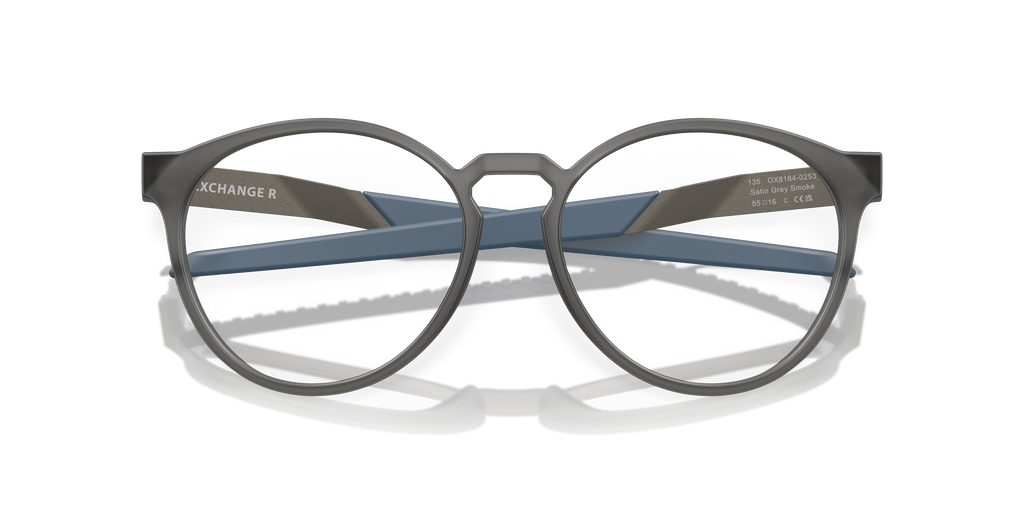 Oakley OX8184 Exchange R Men's Round Eyeglass Frames - Satin Grey Smoke Frame