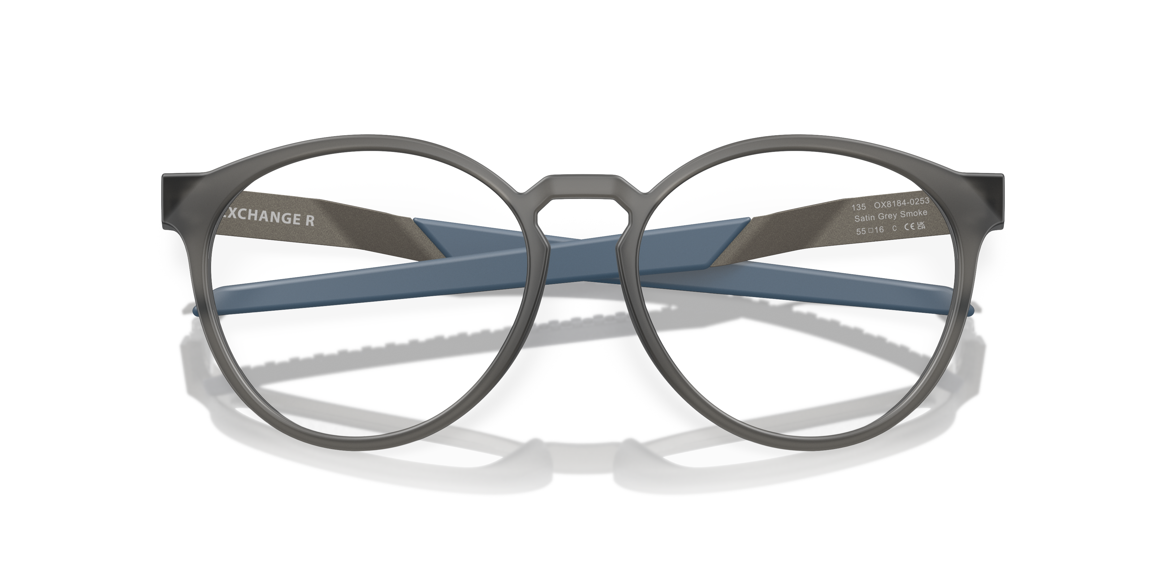Oakley OX8184 Exchange R Men's Round Eyeglass Frames - Satin Grey Smoke Frame
