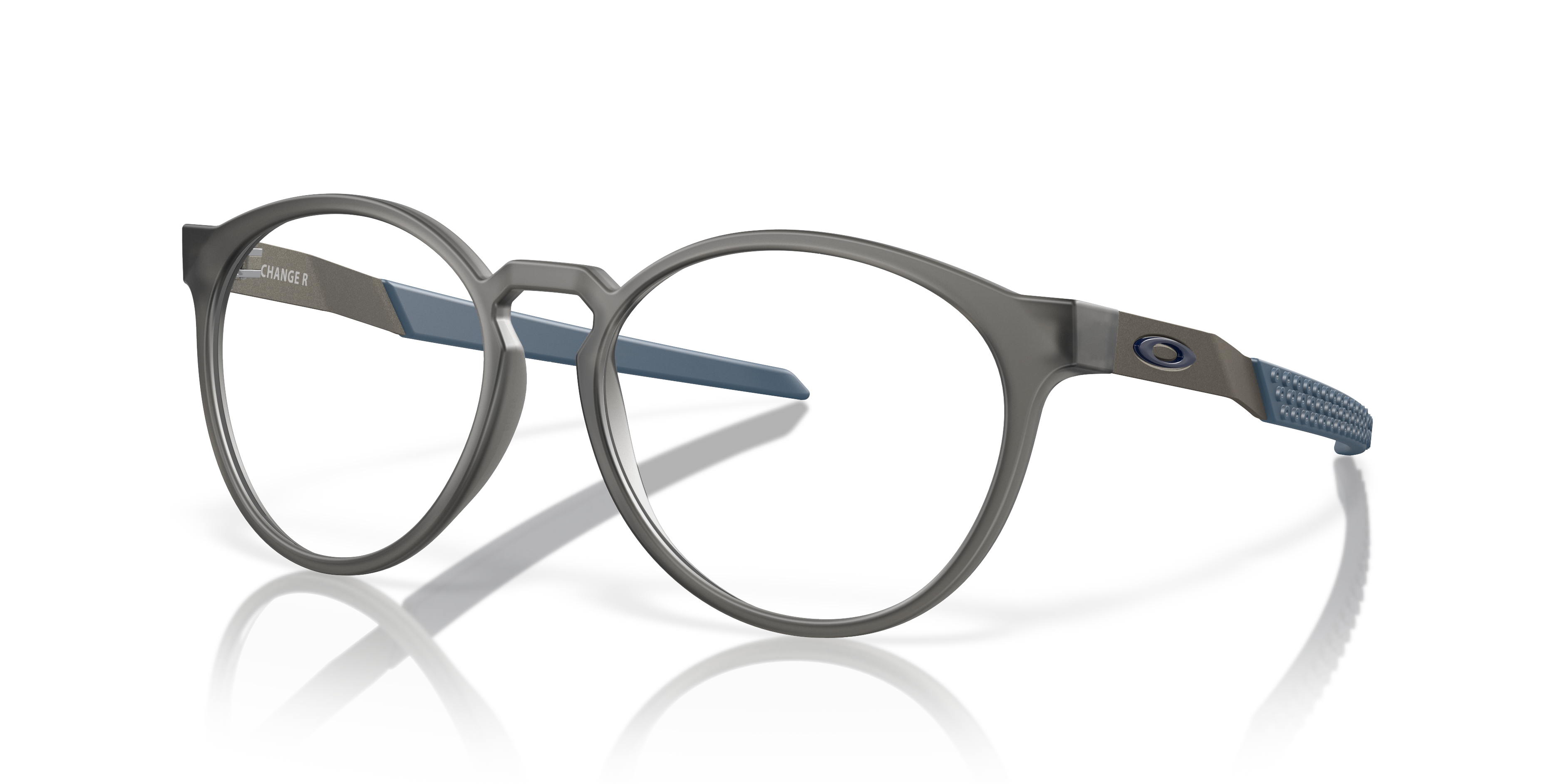 Oakley OX8184 Exchange R Men's Round Eyeglass Frames - Satin Grey Smoke Frame