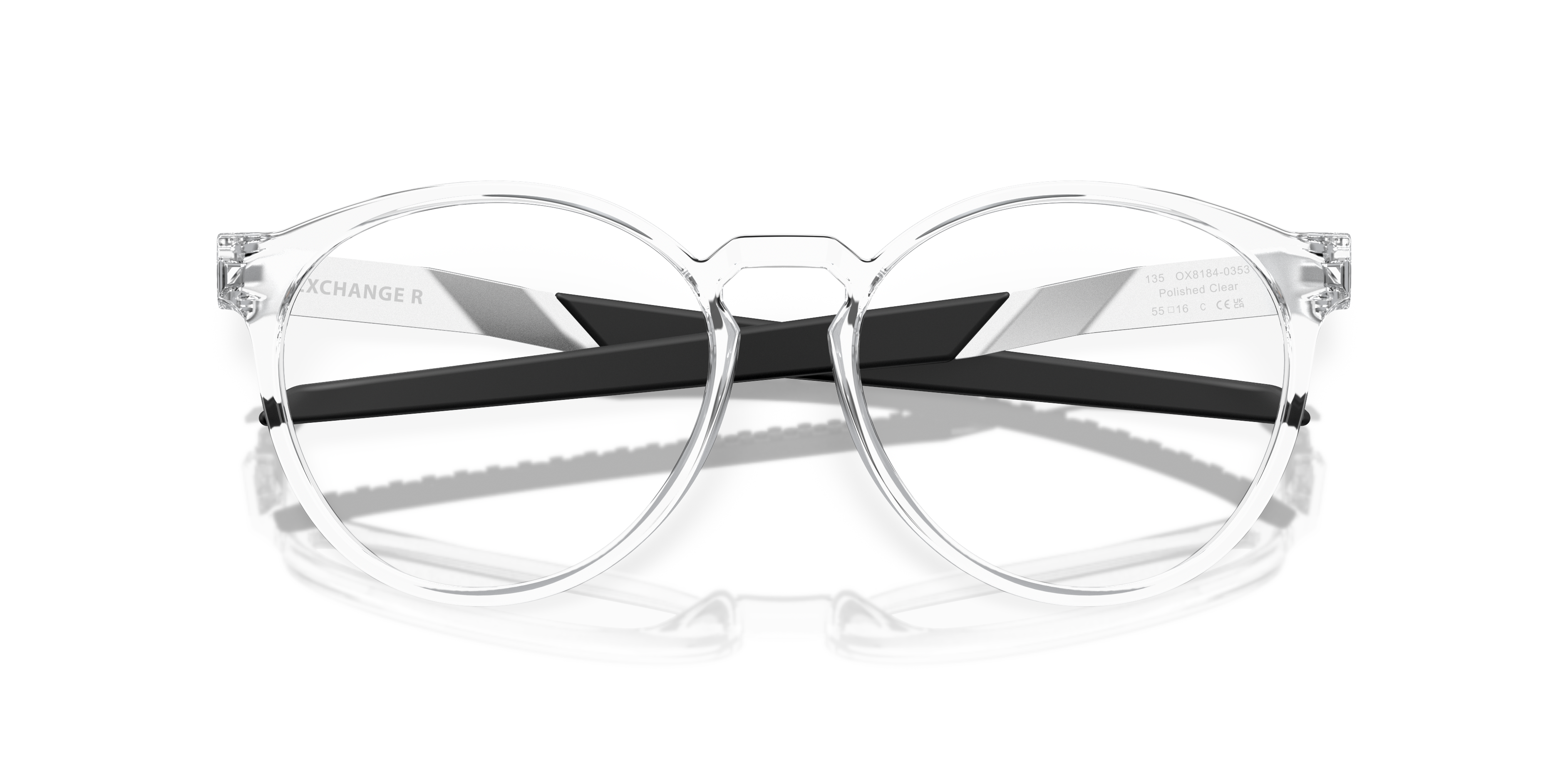 Oakley OX8184 Exchange R Men's Round Eyeglass Frames - Polished Clear Frame