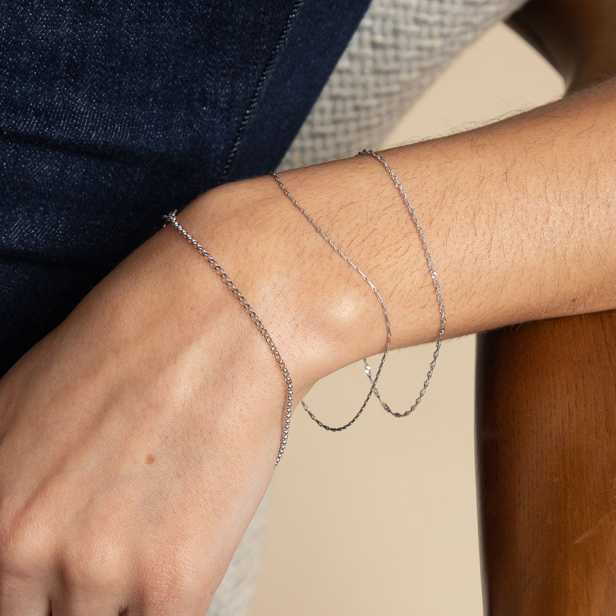Chelsea Story Chain Bracelet in Solid White Gold