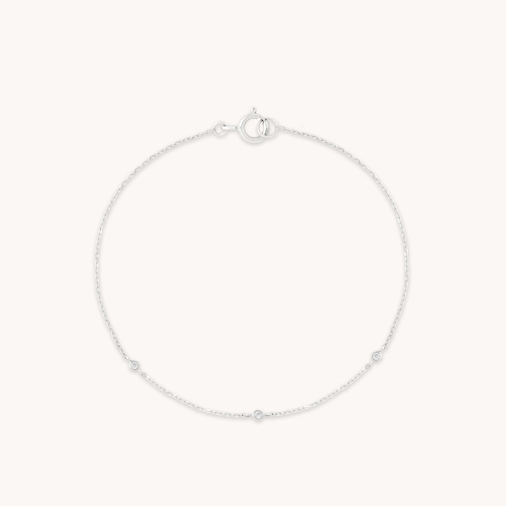 Topaz Charm Bracelet in Solid White Gold