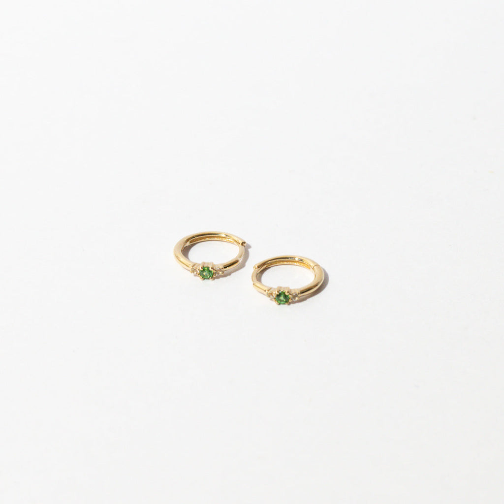 Tsavorite Hoops in Solid Gold