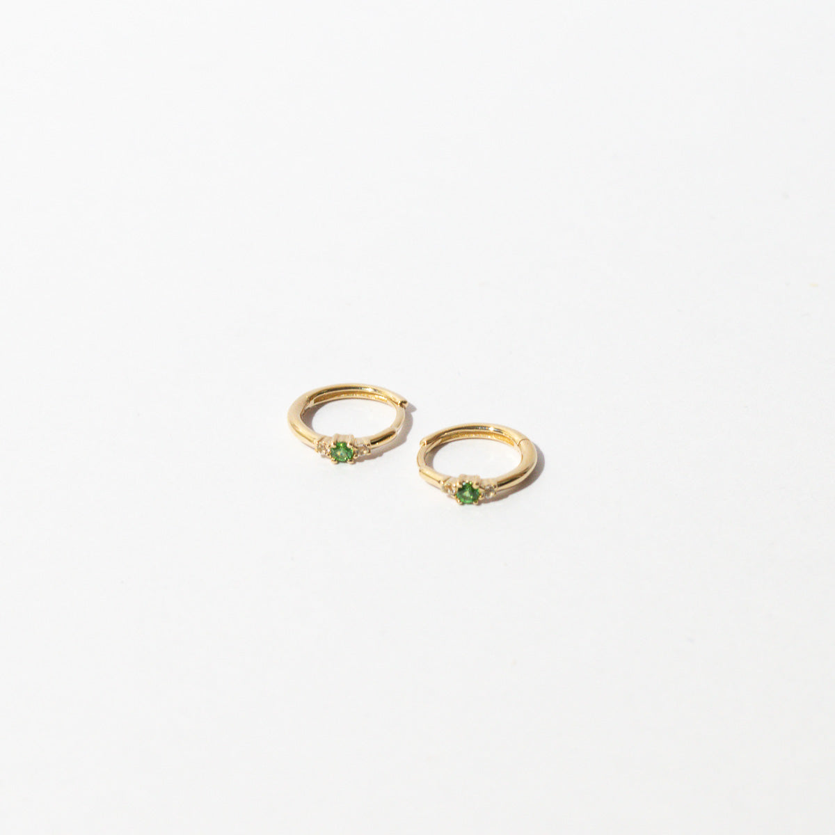 Tsavorite Hoops in Solid Gold