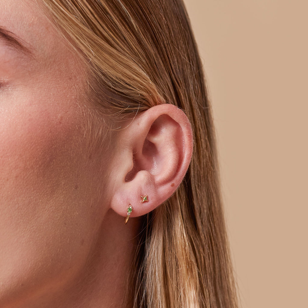 Tsavorite Hoops in Solid Gold
