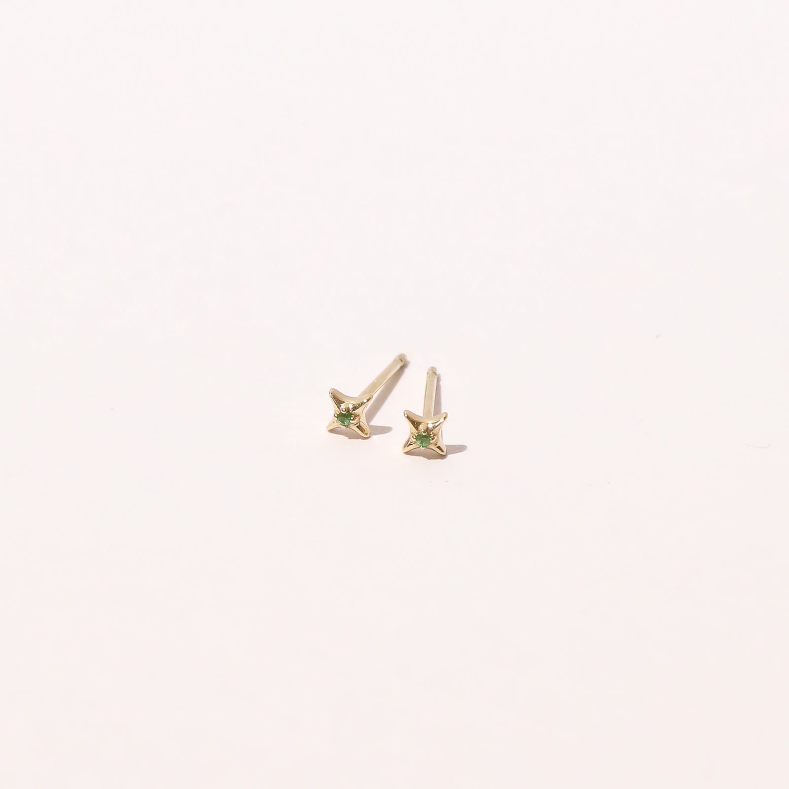 Cosmic Star Tsavorite Stud Earrings in Solid Gold