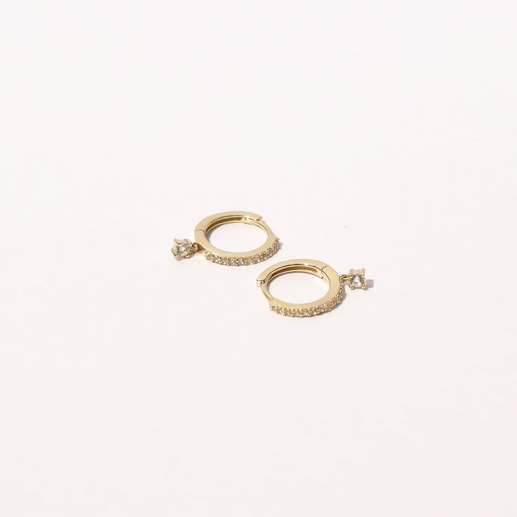 Topaz Charm Hoops in Solid Gold