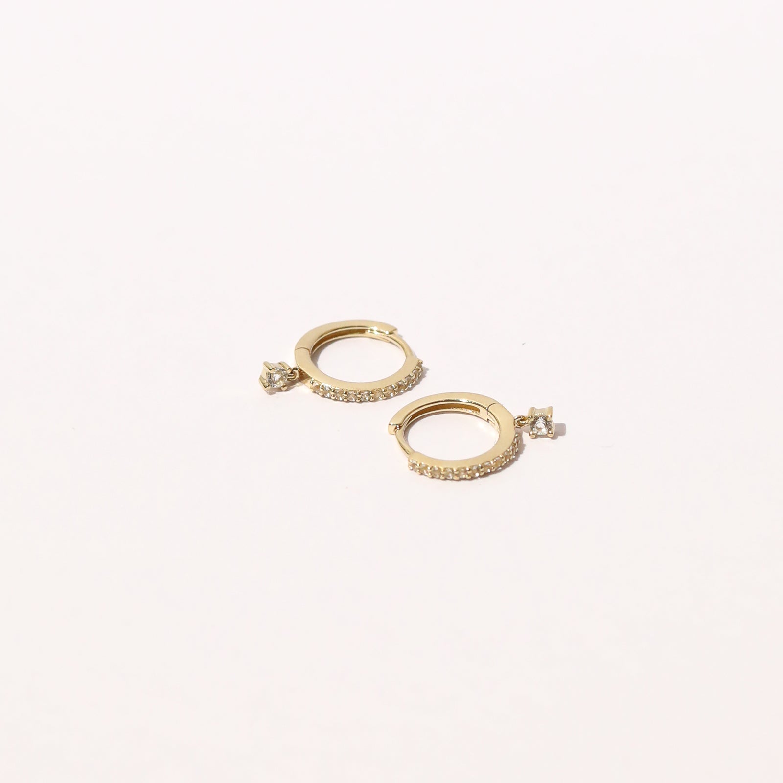 Topaz Charm Hoops in Solid Gold
