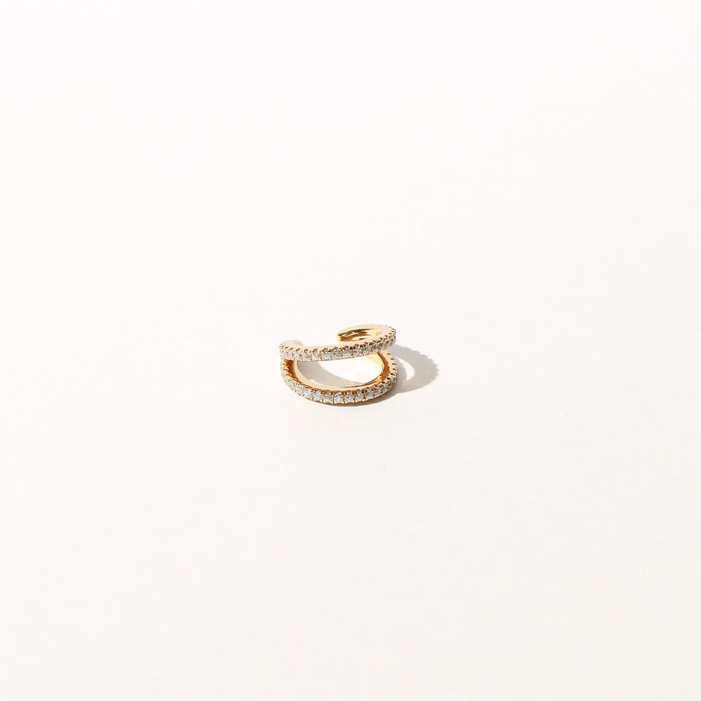 Illusion Double Crystal Ear Cuff in Gold