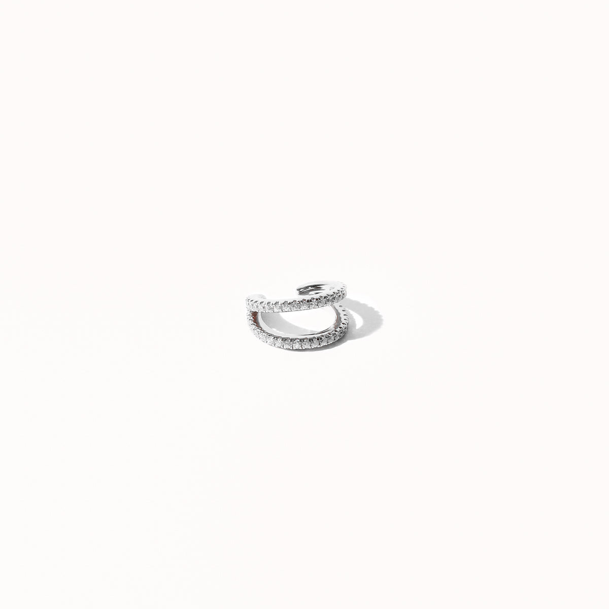 Illusion Double Crystal Ear Cuff in Silver