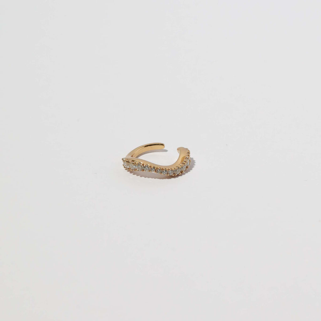 Wave Crystal Ear Cuff in Gold