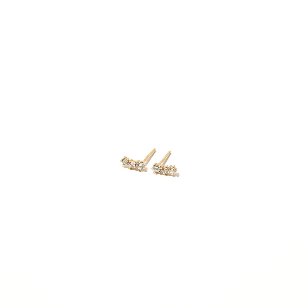 Glimmer Crystal Climber Stud Earrings in Gold