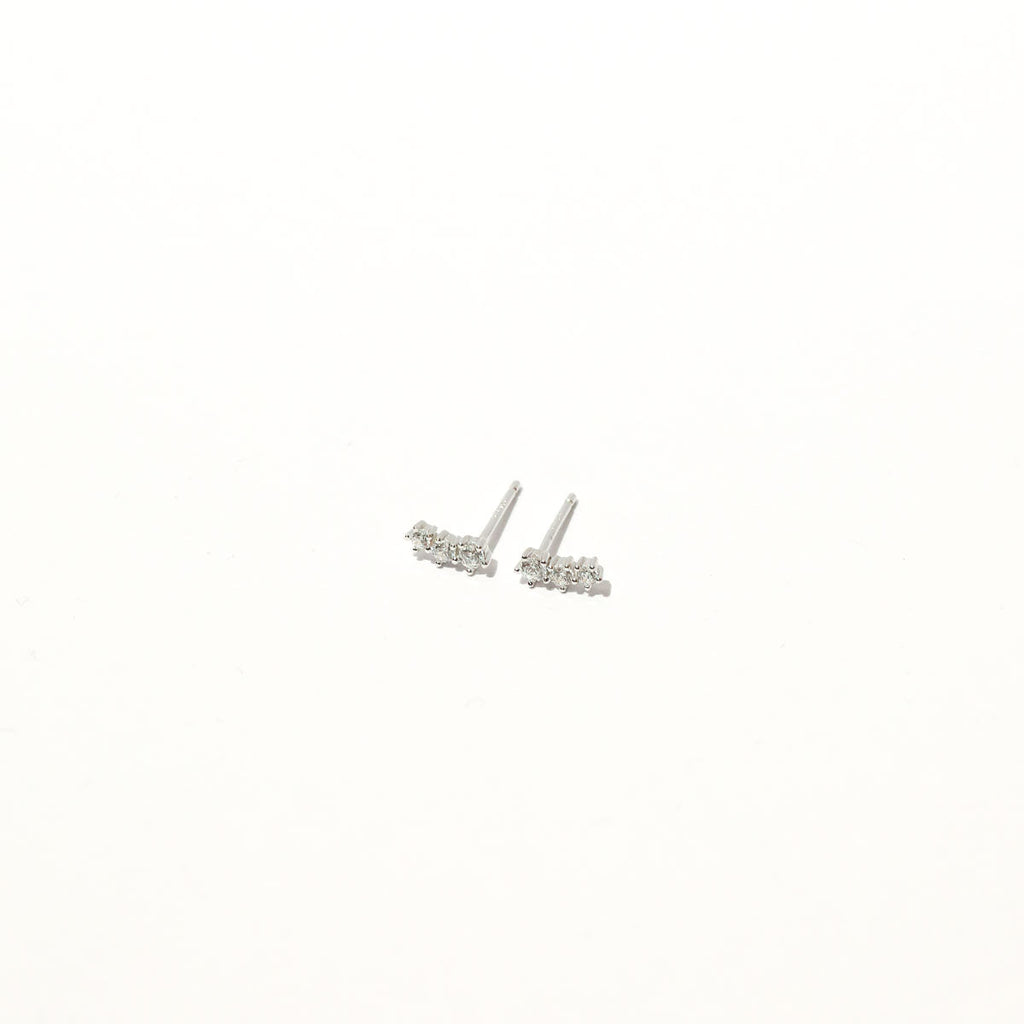 Glimmer Crystal Climber Stud Earrings in Silver