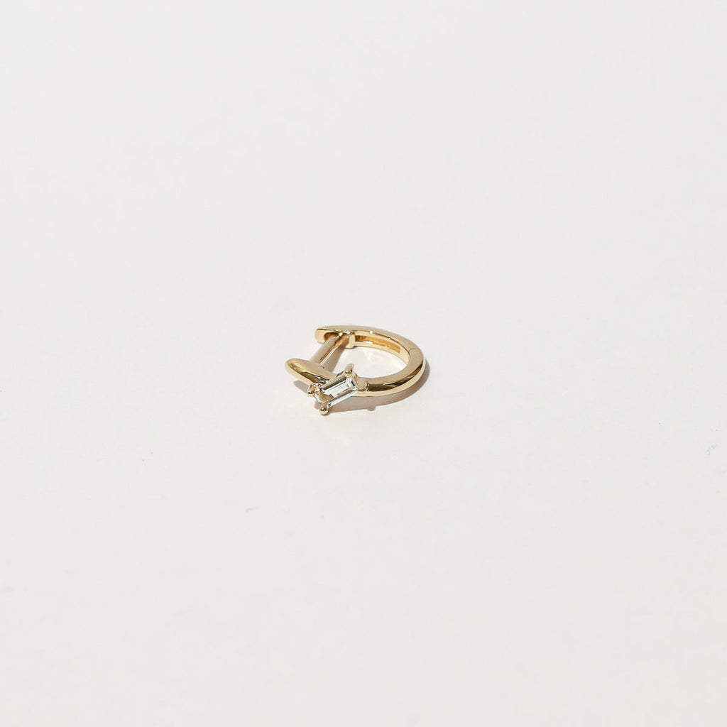 Baguette Piercing Hoop in Solid Gold