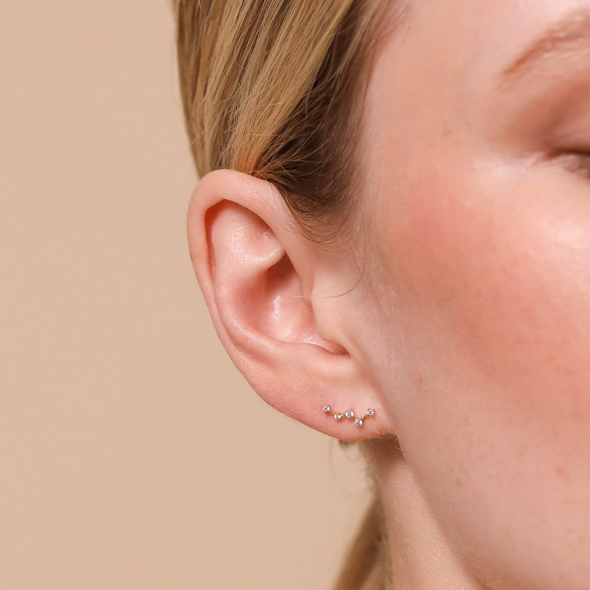 Constellation Piercing Stud in Solid White Gold