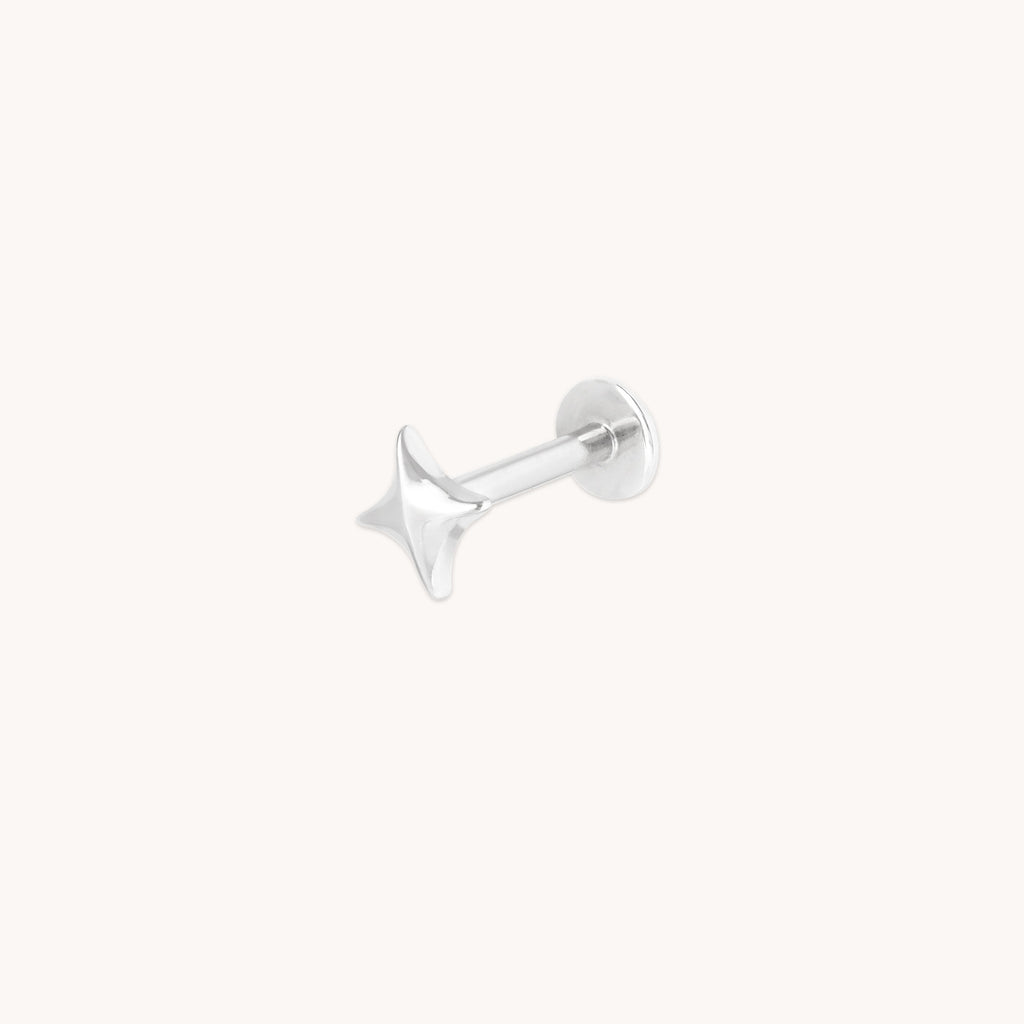Cosmic Star Piercing Stud in Solid White Gold