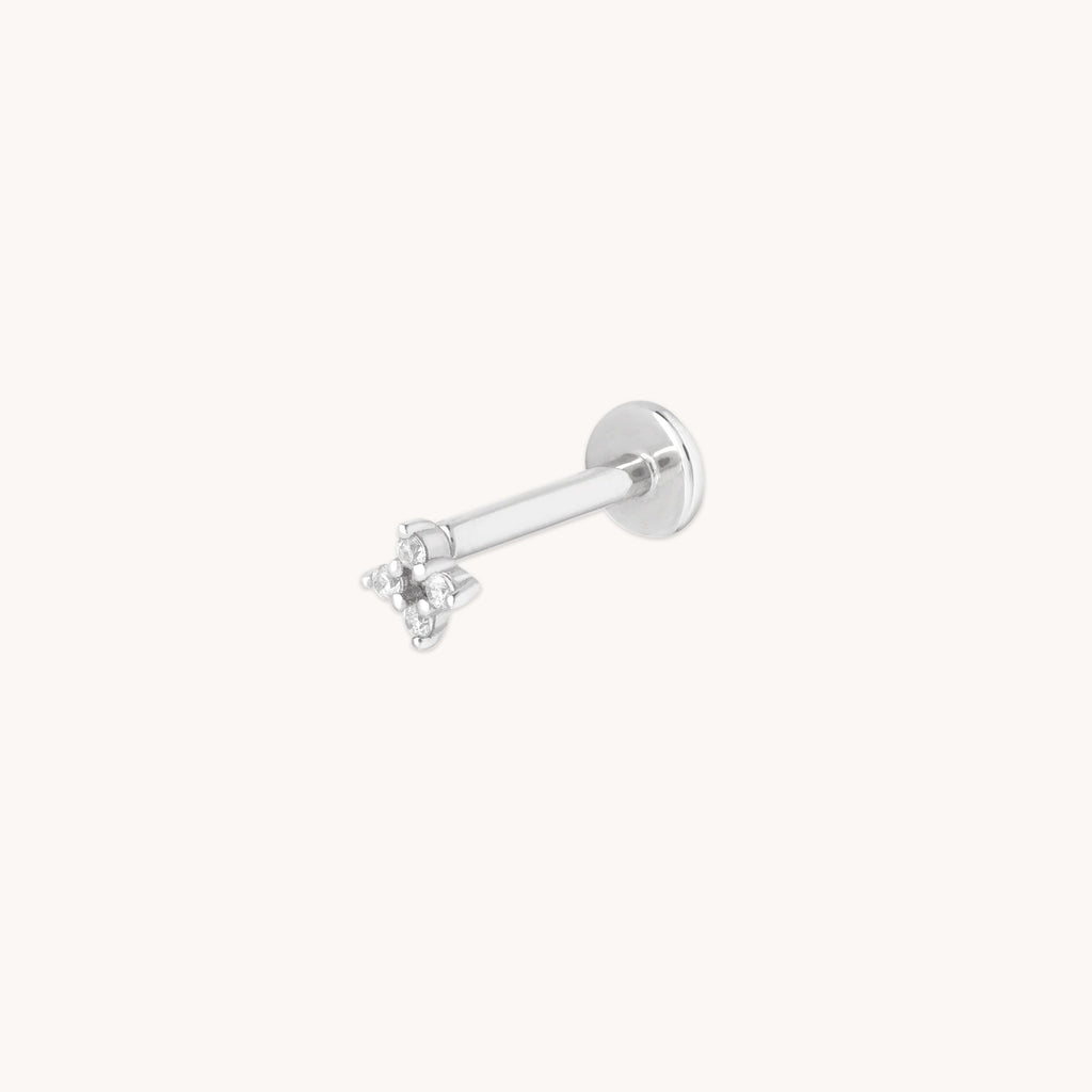 Cosmic Star Crystal Piercing Stud in Solid White Gold