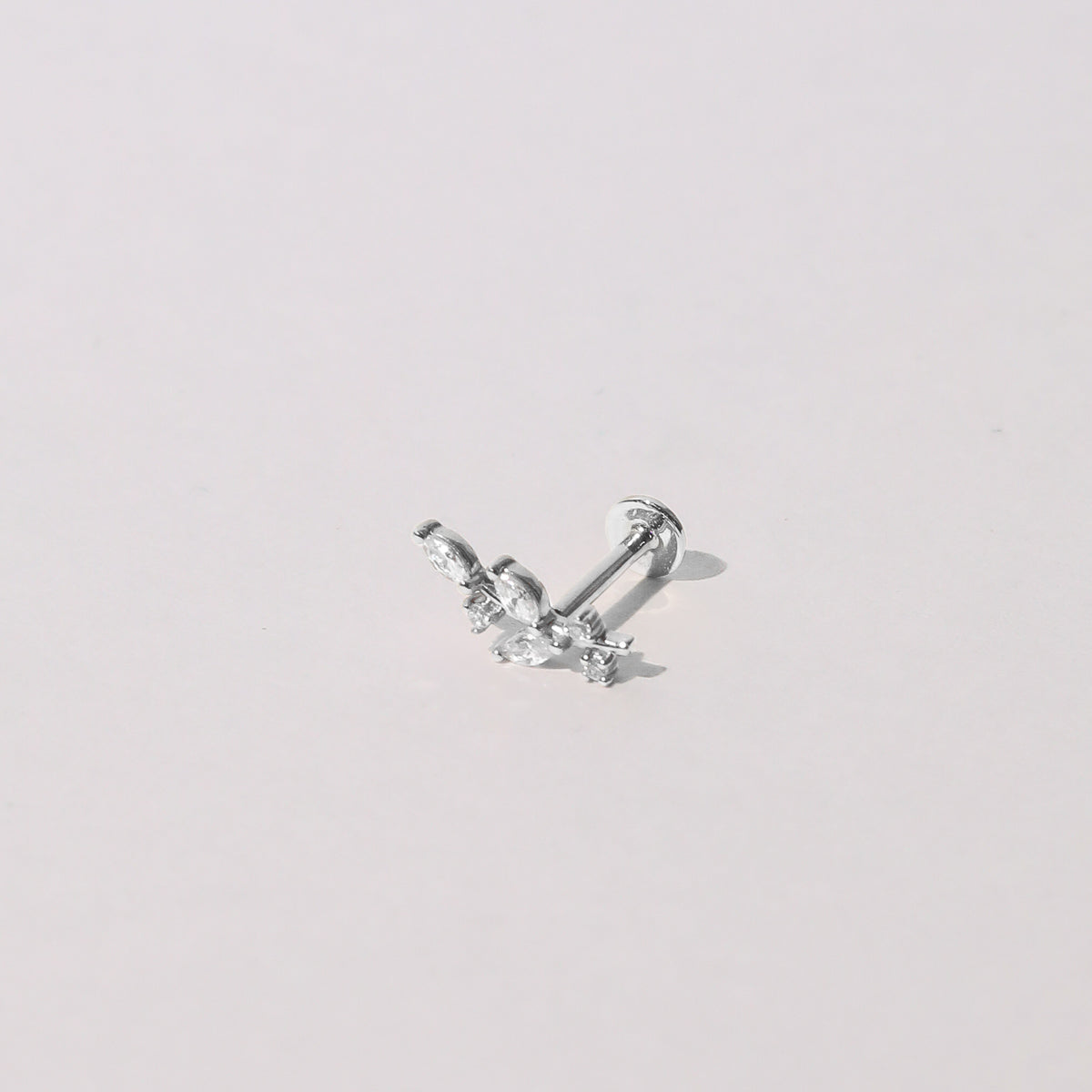 Botanical Piercing Stud in Solid White Gold