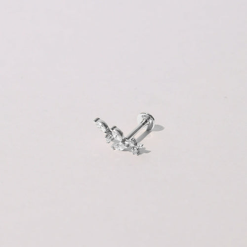 Botanical Piercing Stud in Solid White Gold