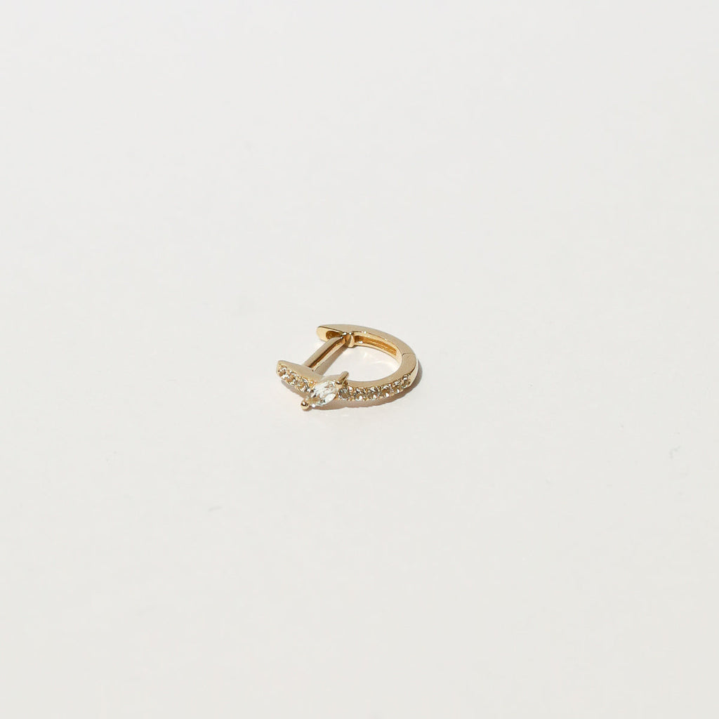 Marquise Gem Piercing Hoop in Solid Gold