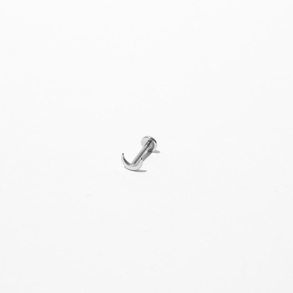 Moon Piercing Stud in Solid White Gold