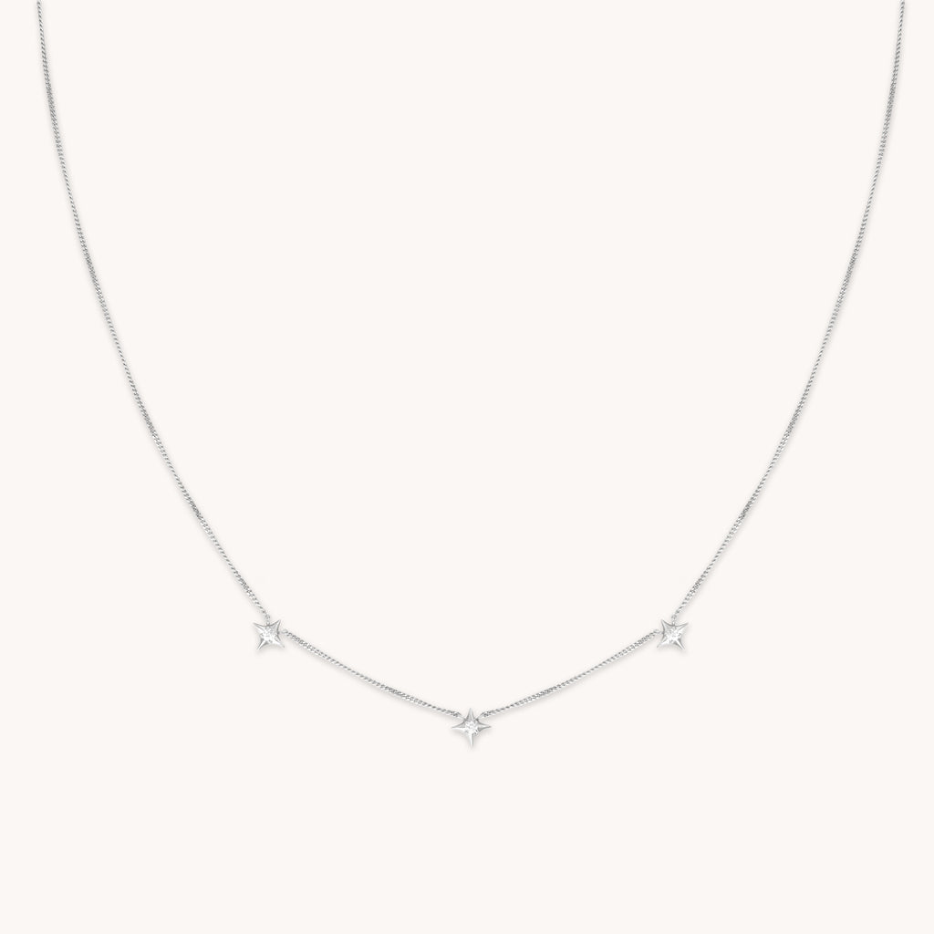 Cosmic Star Charm Necklace in Silver
