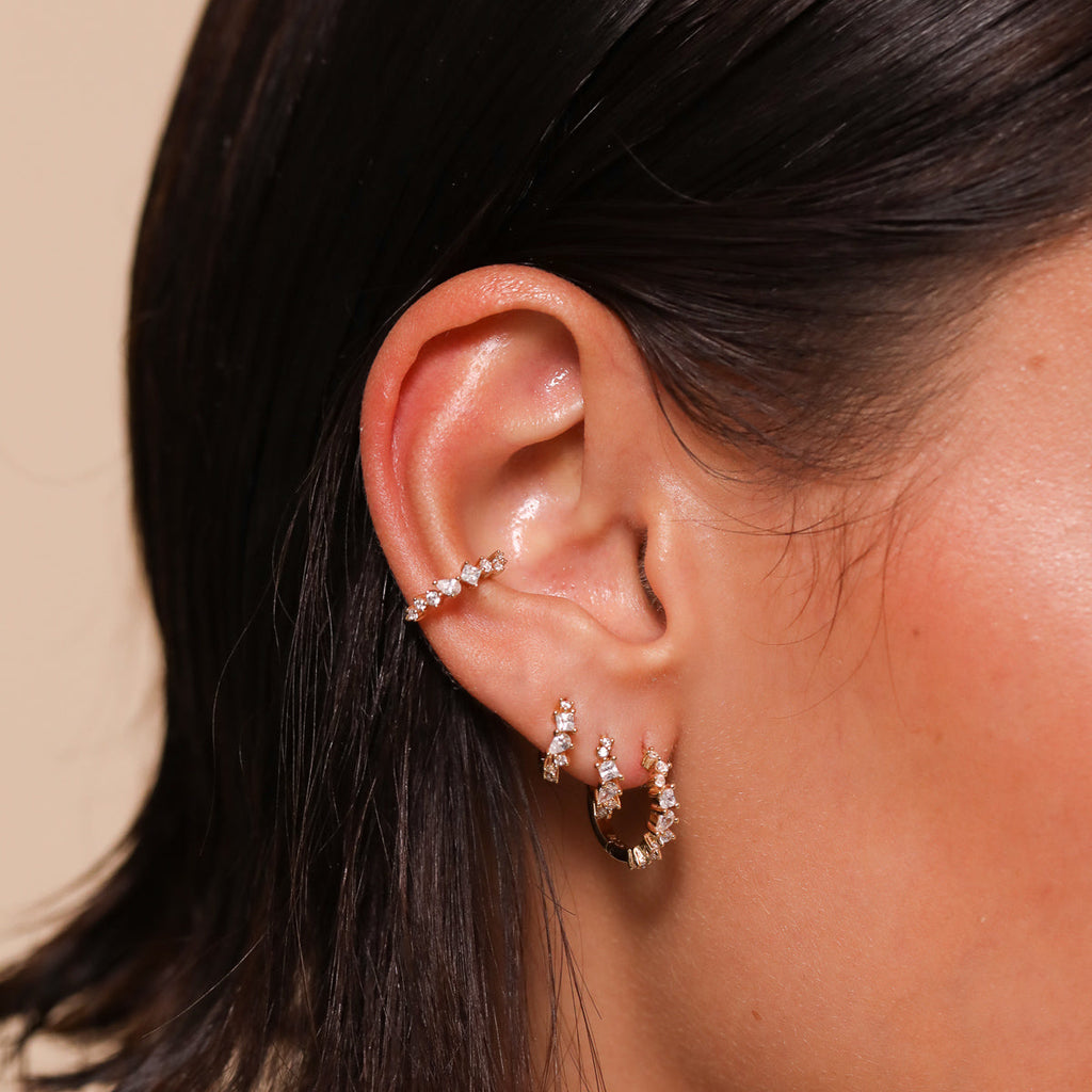 Celestial Crystal Ear Cuff in Gold