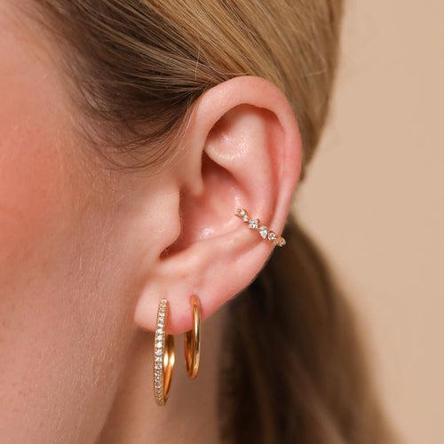 Celestial Crystal Ear Cuff in Gold