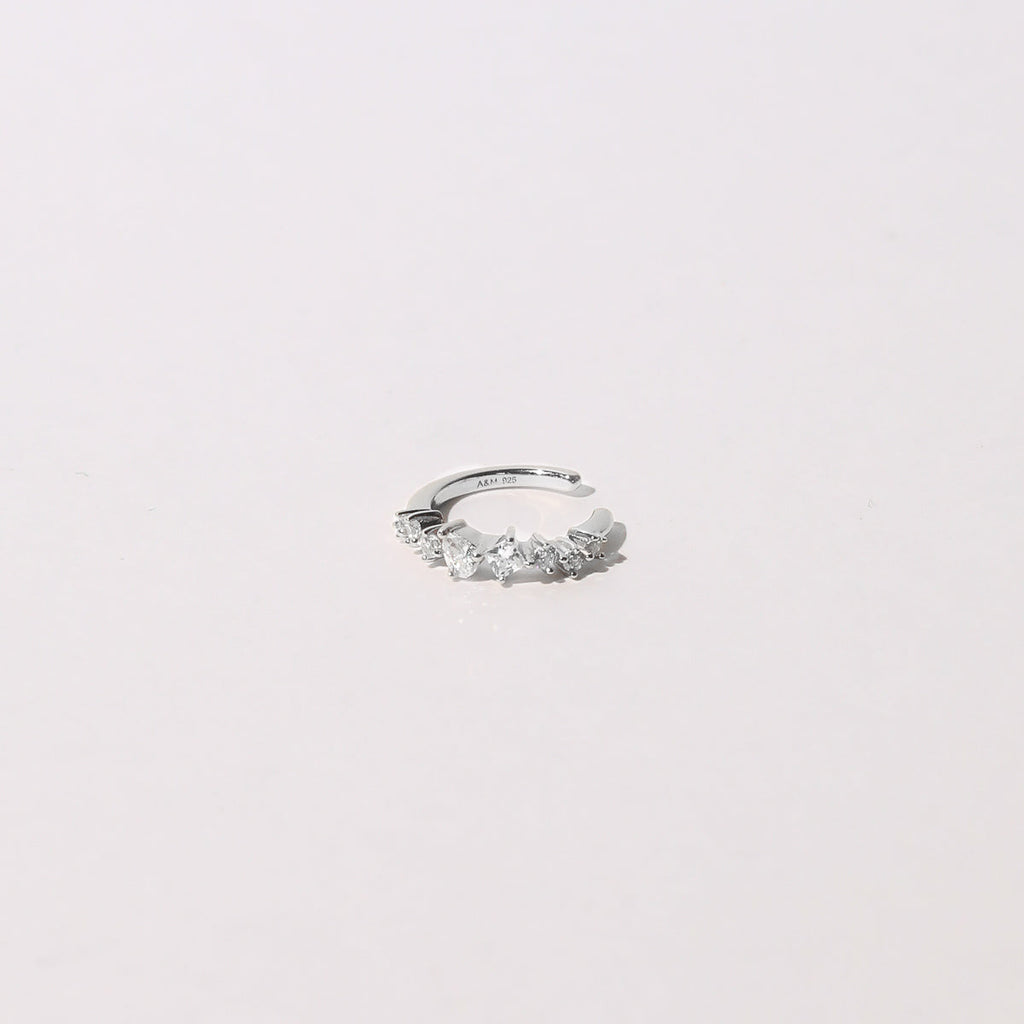 Celestial Crystal Ear Cuff in Silver