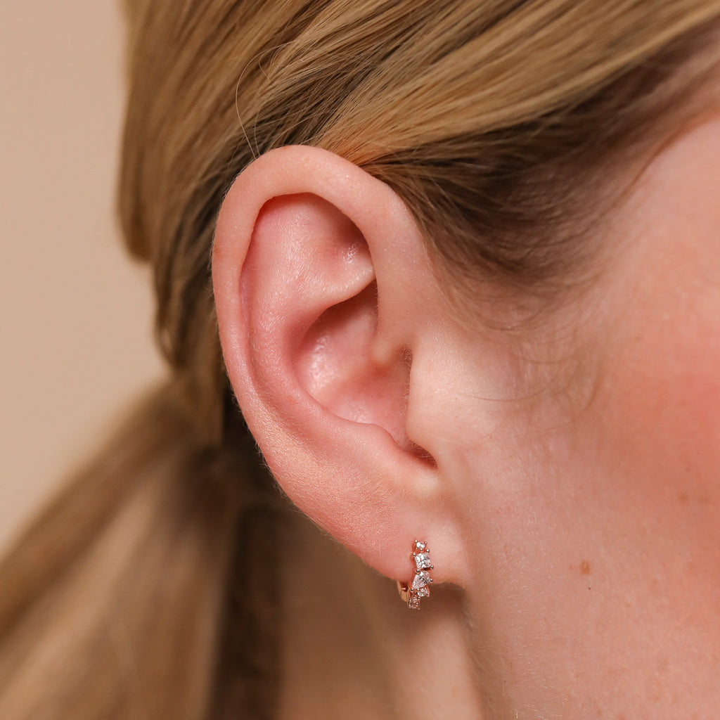 Celestial Crystal 6.5mm Hoop in Rose Gold